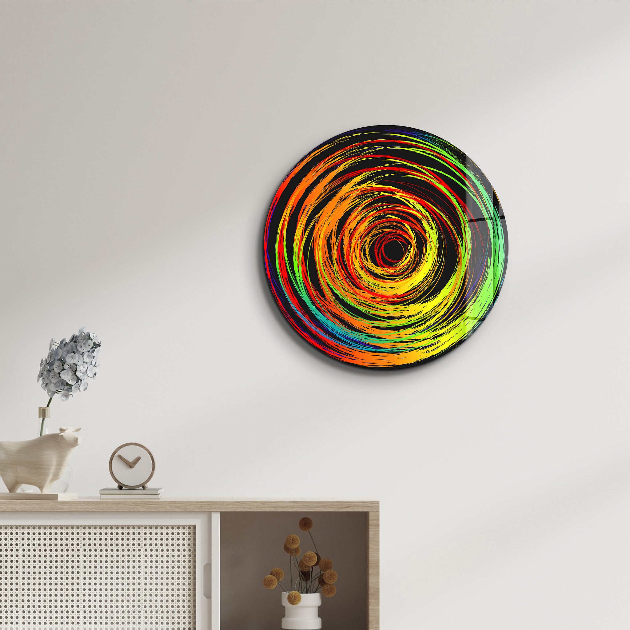 ・"Color Swirl"・Rounded Glass Wall Art