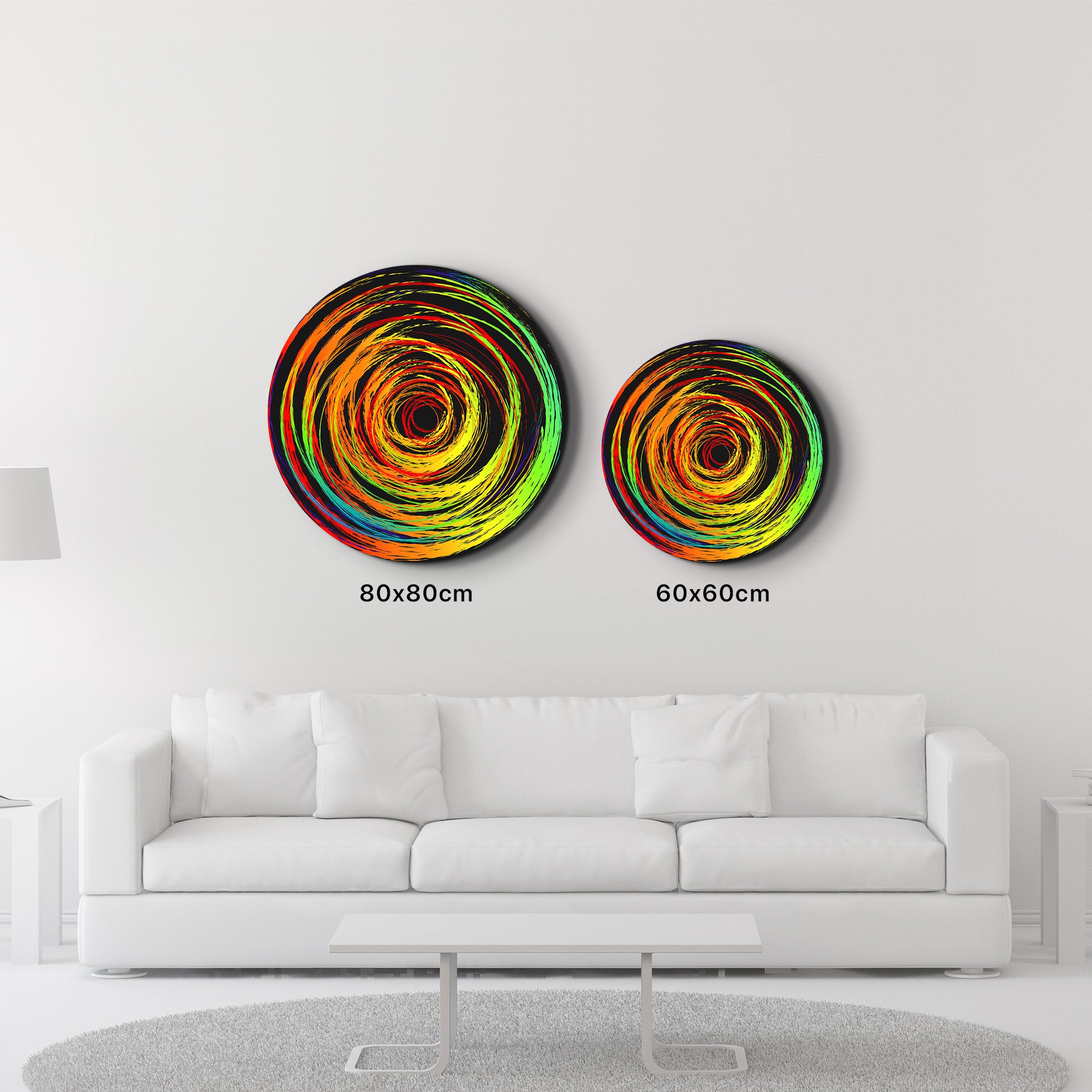 ・"Color Swirl"・Rounded Glass Wall Art