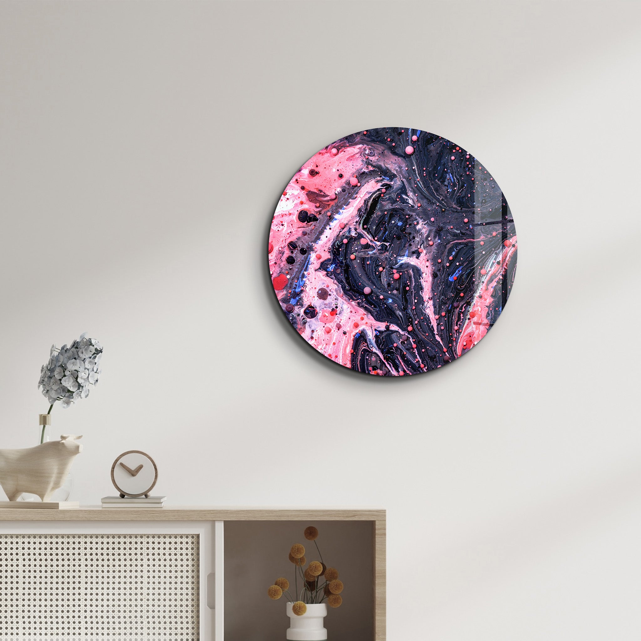 ・„Pink Marble Galaxy“・Abgerundet <tc>Glasbild</tc>