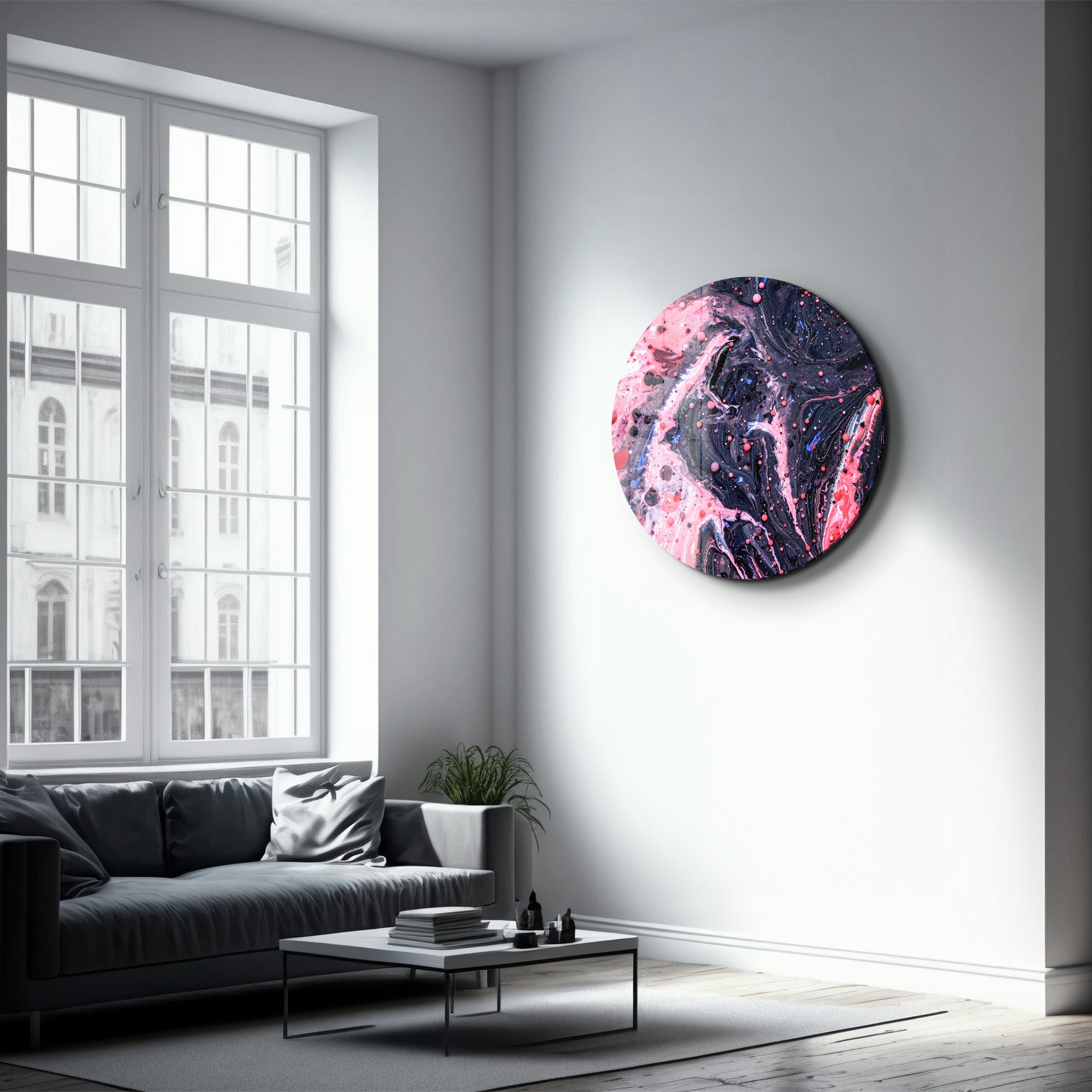 ・„Pink Marble Galaxy“・Abgerundet <tc>Glasbild</tc>