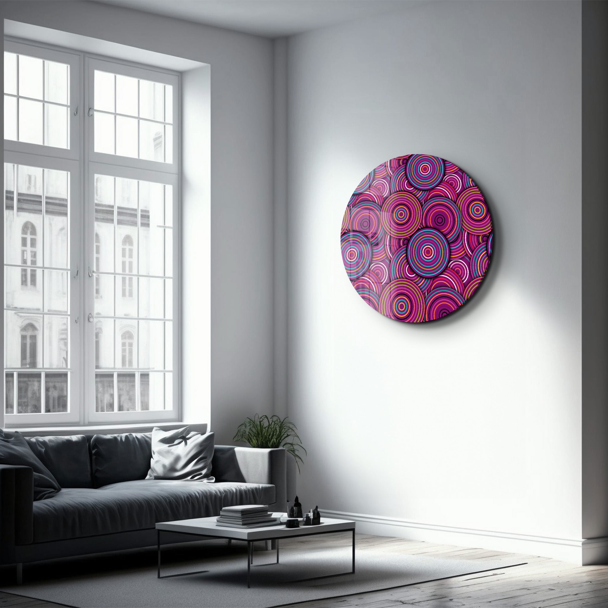 ・"Purple Dream"・Rounded Glass Wall Art