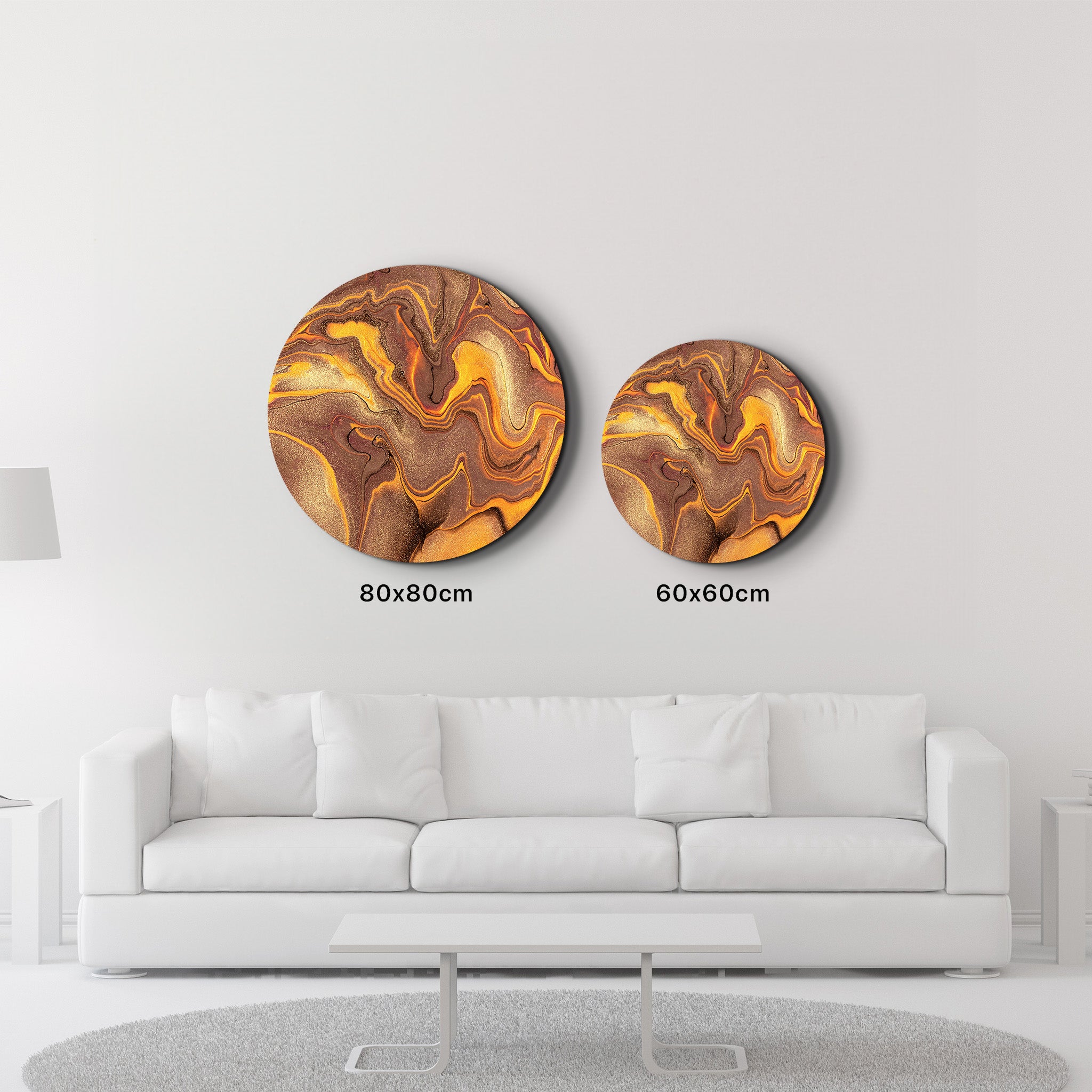 ・"Golden Dust"・Rounded Glass Wall Art