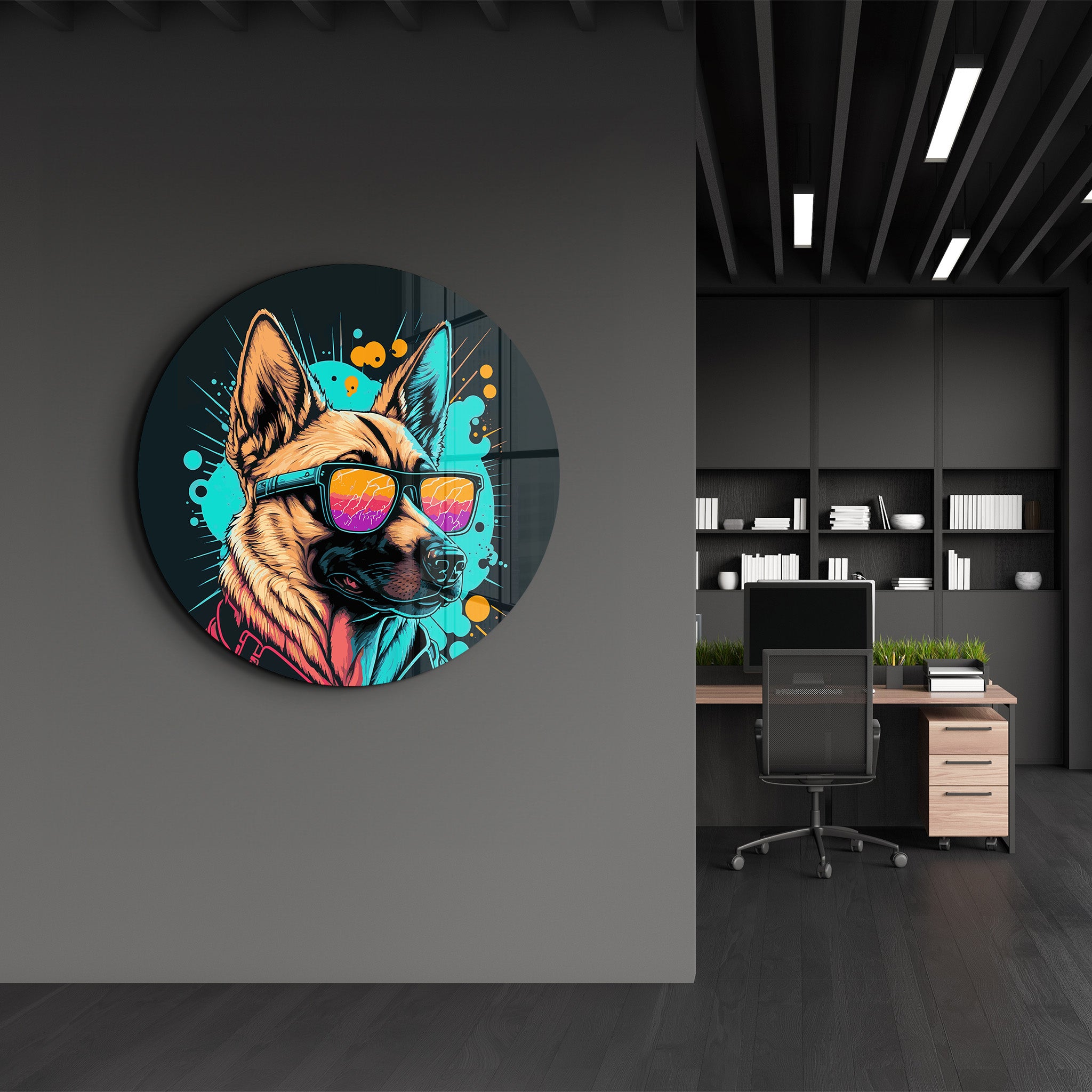 ・"Spy dog"・Rounded Glass Wall Art