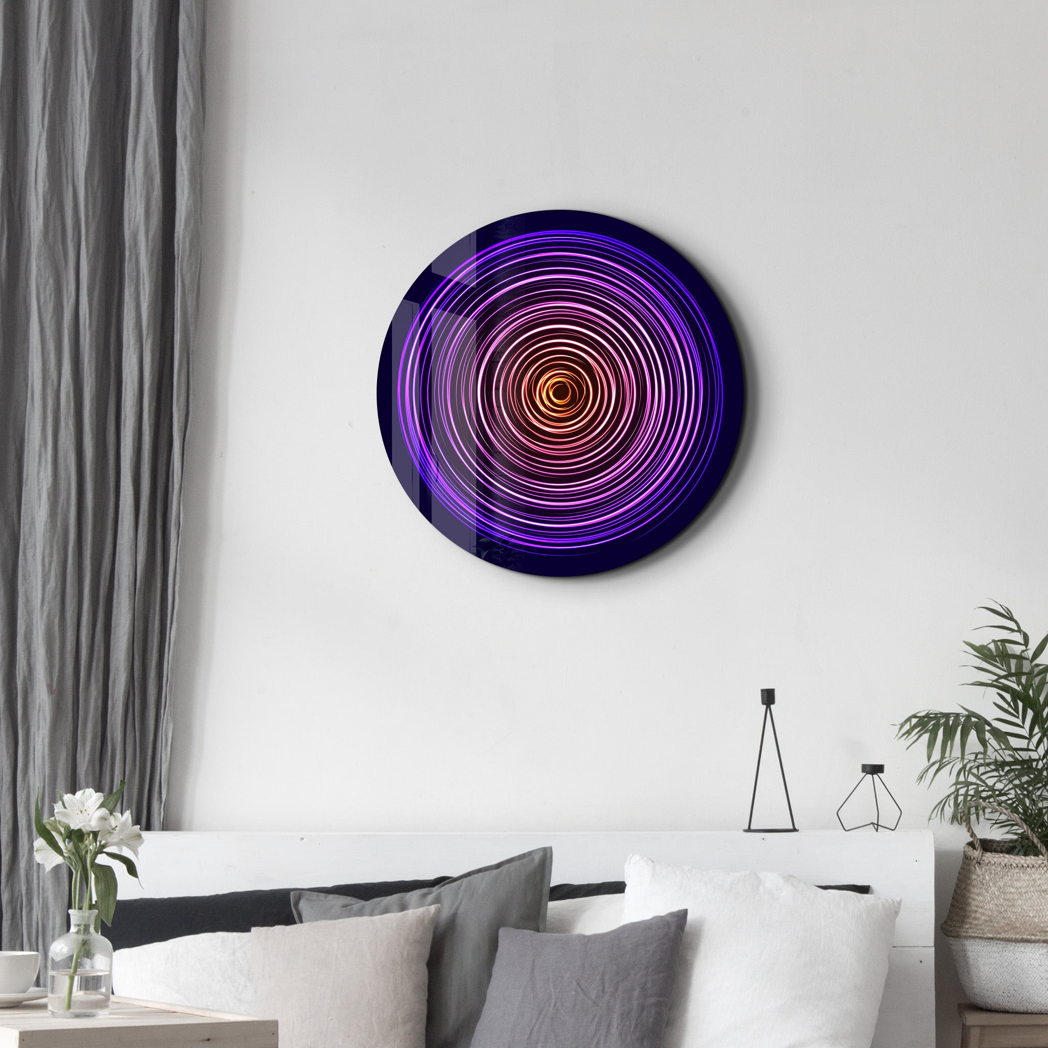 ・"Purple Swirl"・Rounded Glass Wall Art