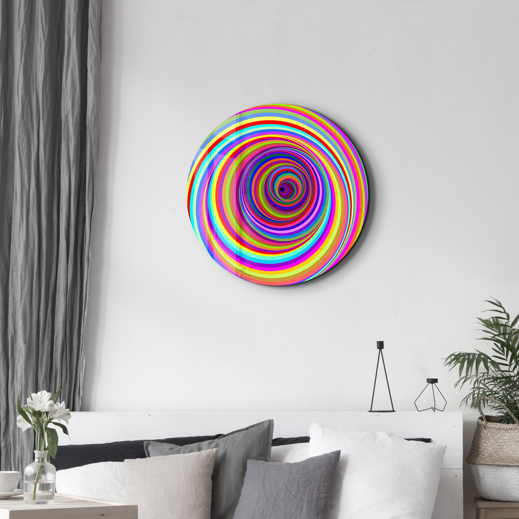 ・"Candy Swirl"・Rounded Glass Wall Art