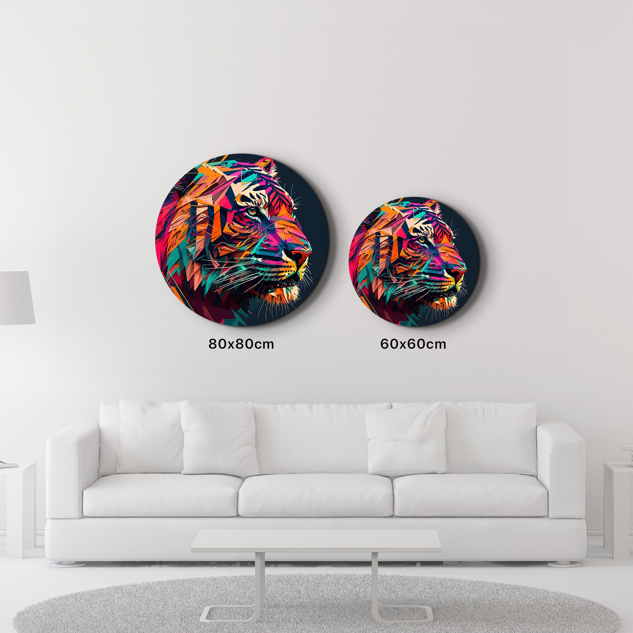 ・"Tiger Illustration"・Rounded Glass Wall Art