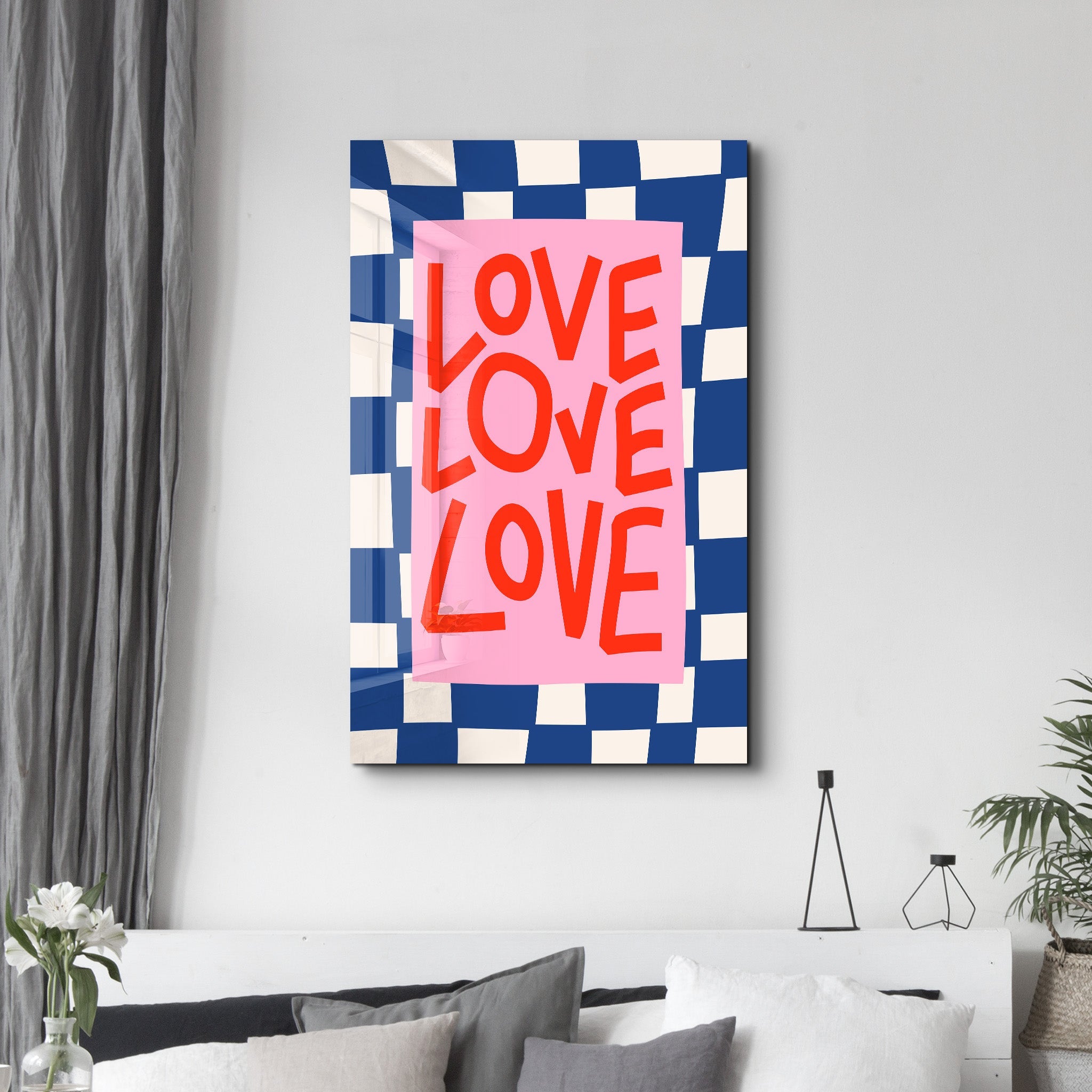 LOVE LOVE LOVE | Glass Wall Art