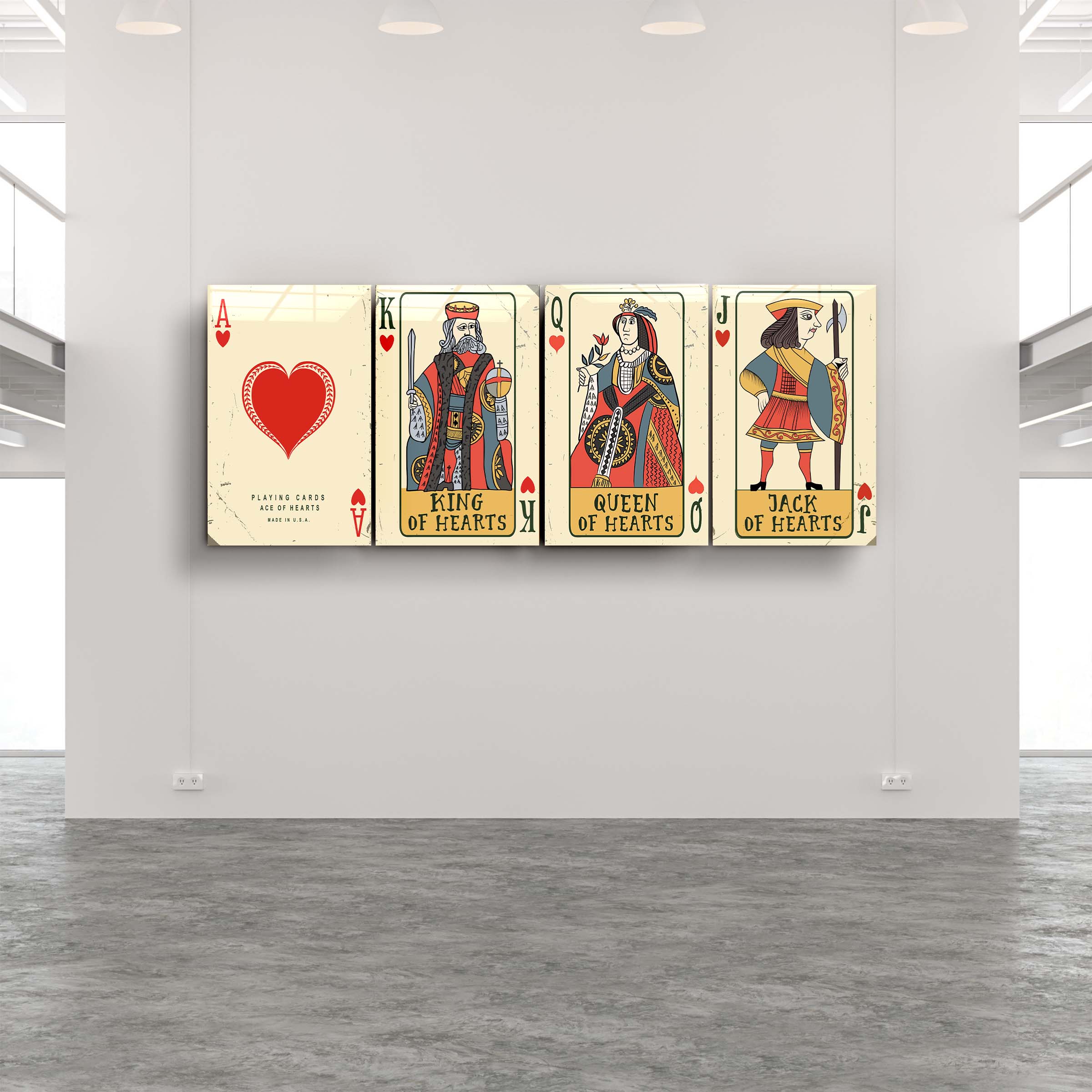 . "Coeurs - Cartes de Poker". Art mural en verre de la collection Designers