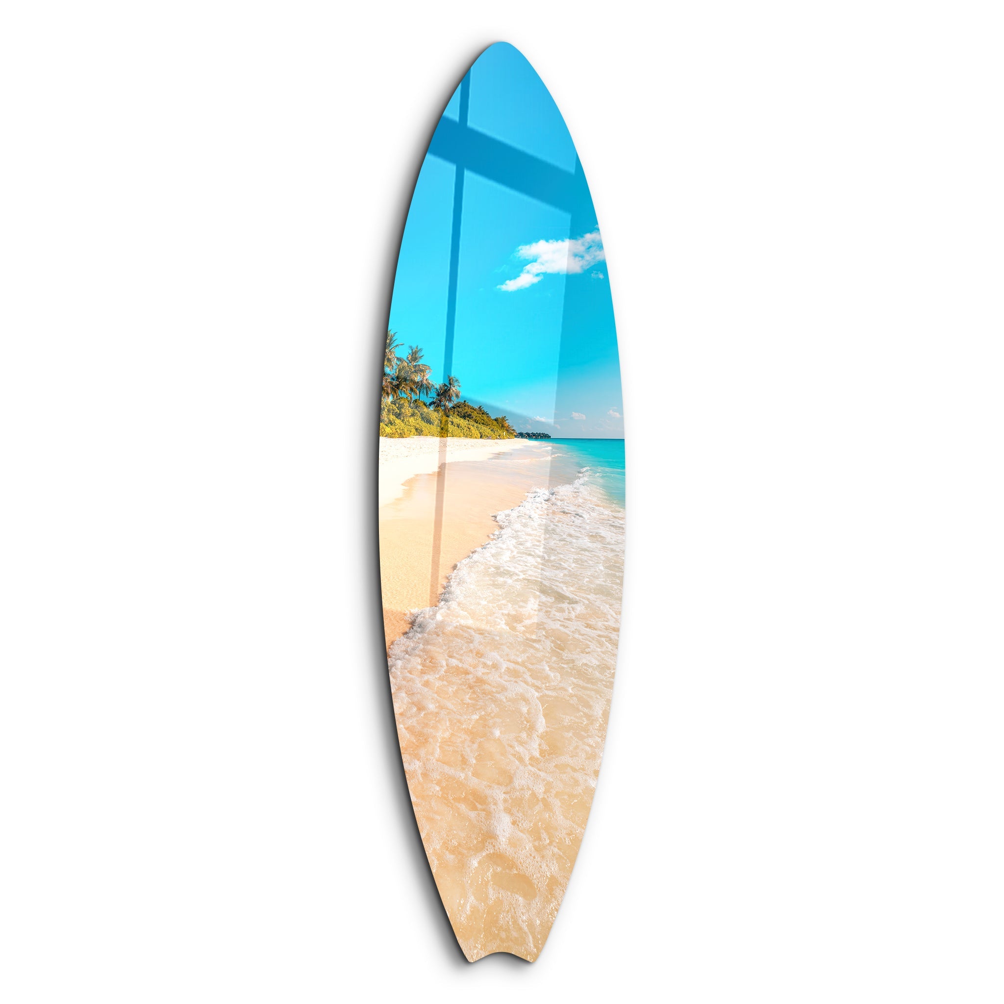 Sandy Shores | Surfboard Glass Wall Art