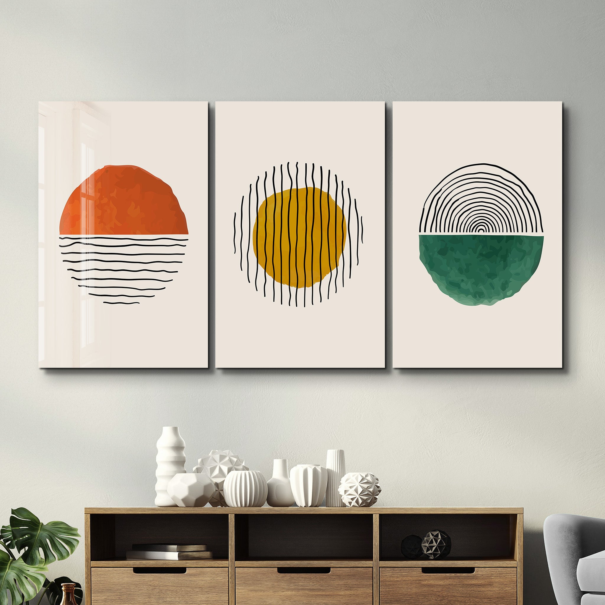 ・„Abstract Sun – Trio“・<tc>Glasbild</tc>