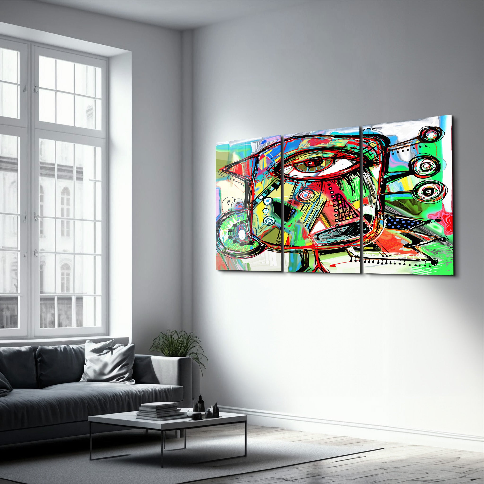 ・"Abstract Bird - Trio"・Glass Wall Art