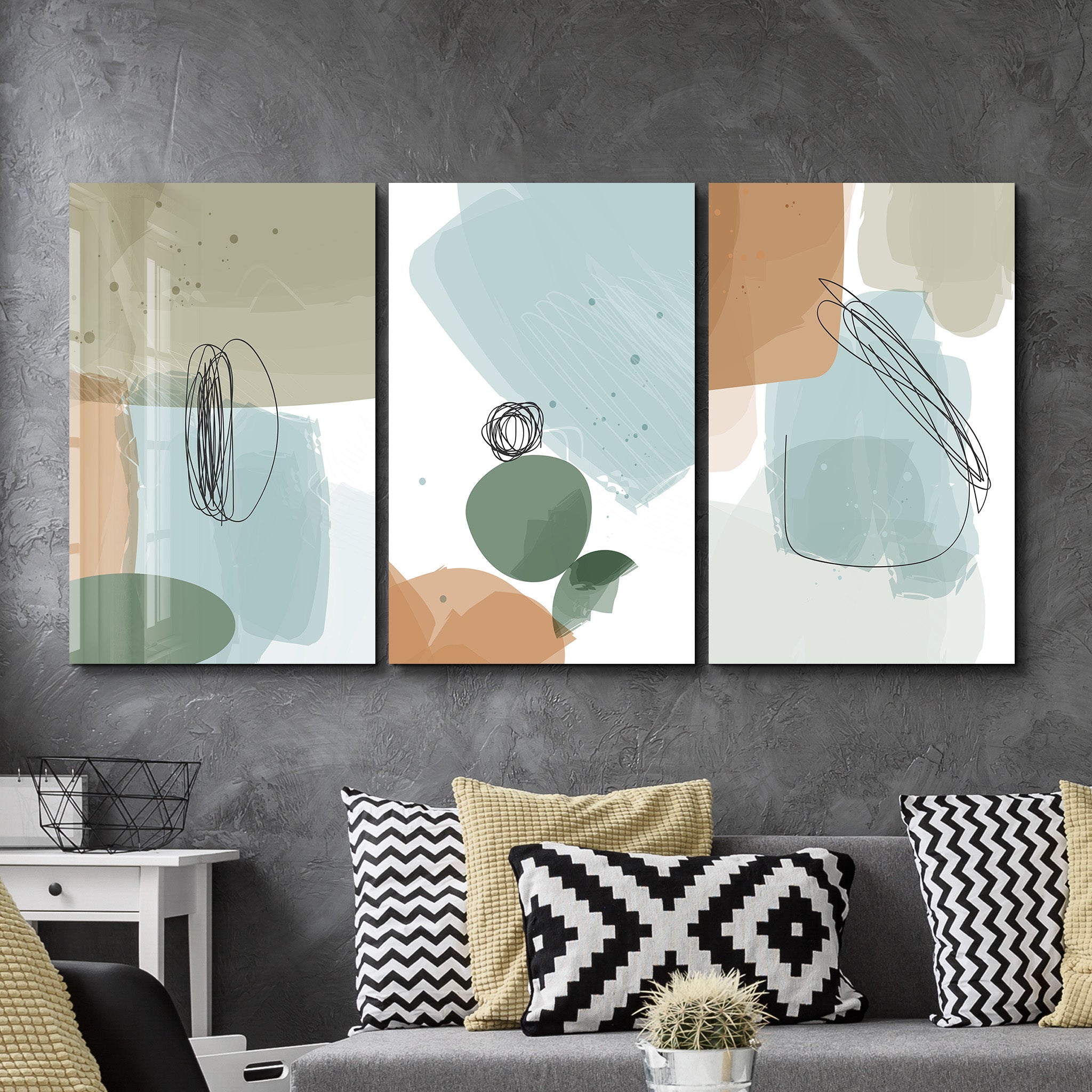 ・"Lignes abstraites - Trio"・Art mural en verre