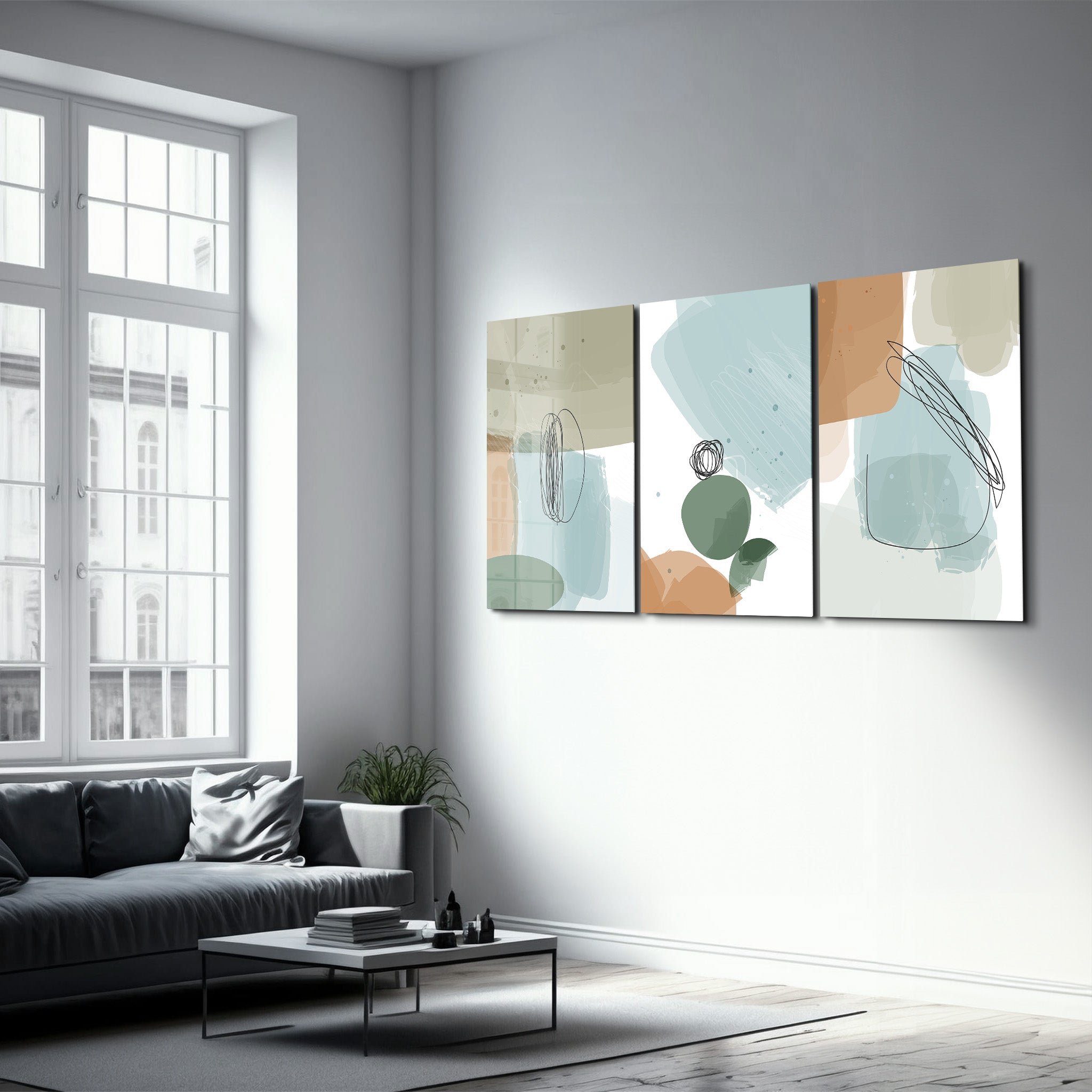 ・"Lignes abstraites - Trio"・Art mural en verre