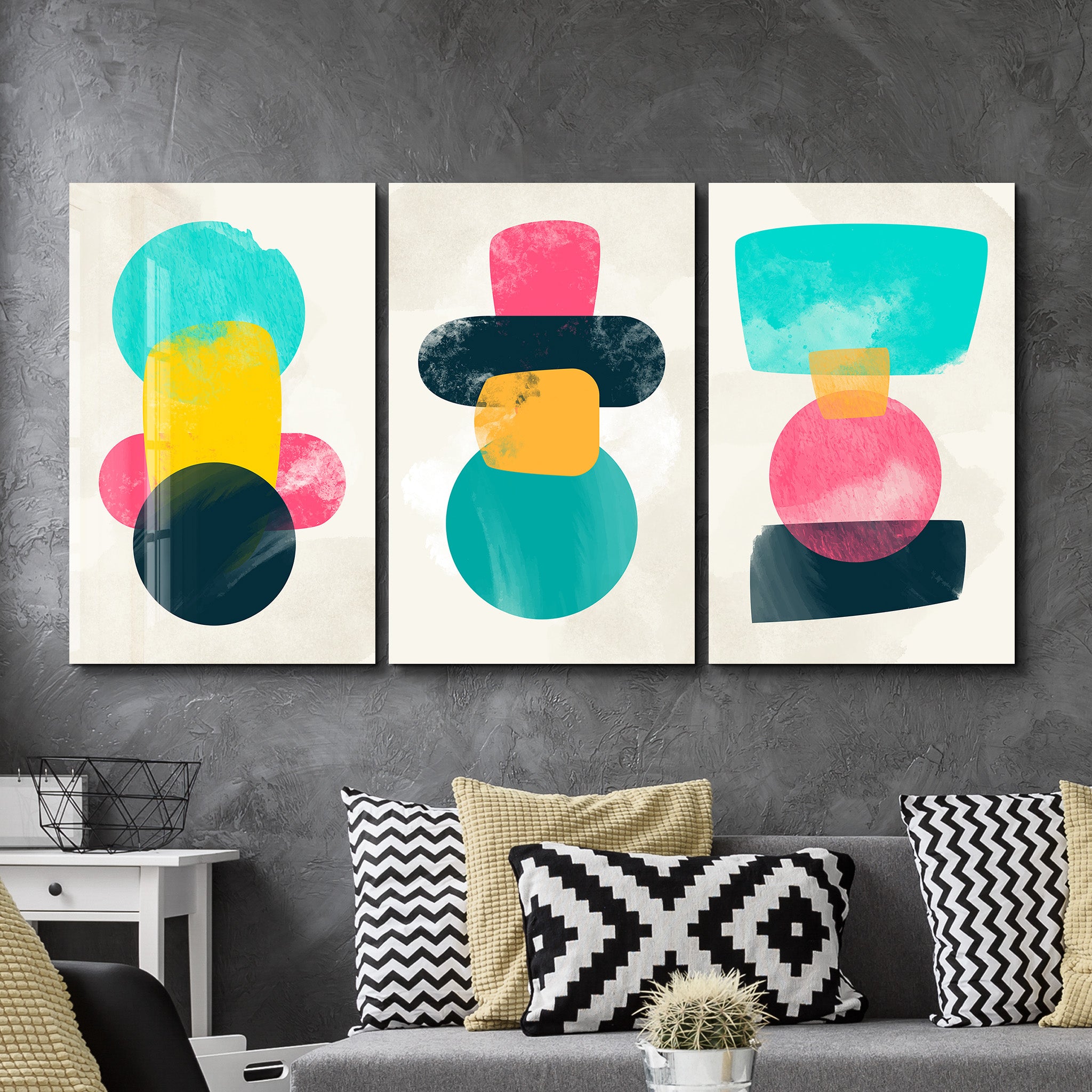 ・"Couleurs et formes - Trio"・Art mural en verre