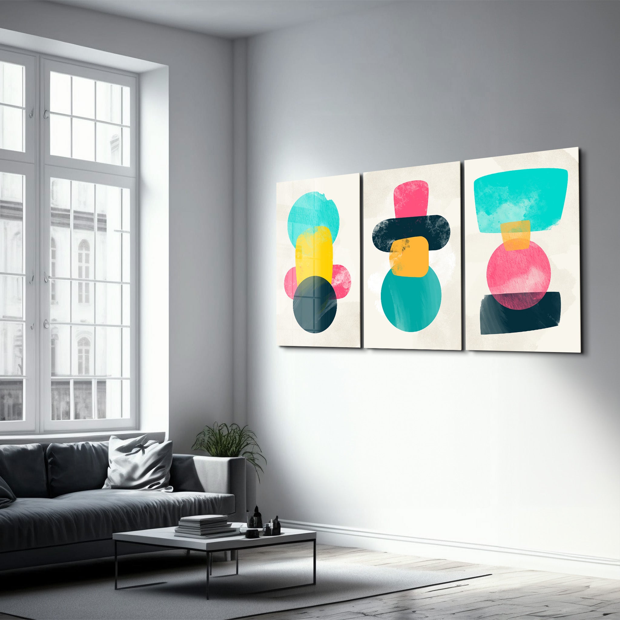 ・"Couleurs et formes - Trio"・Art mural en verre