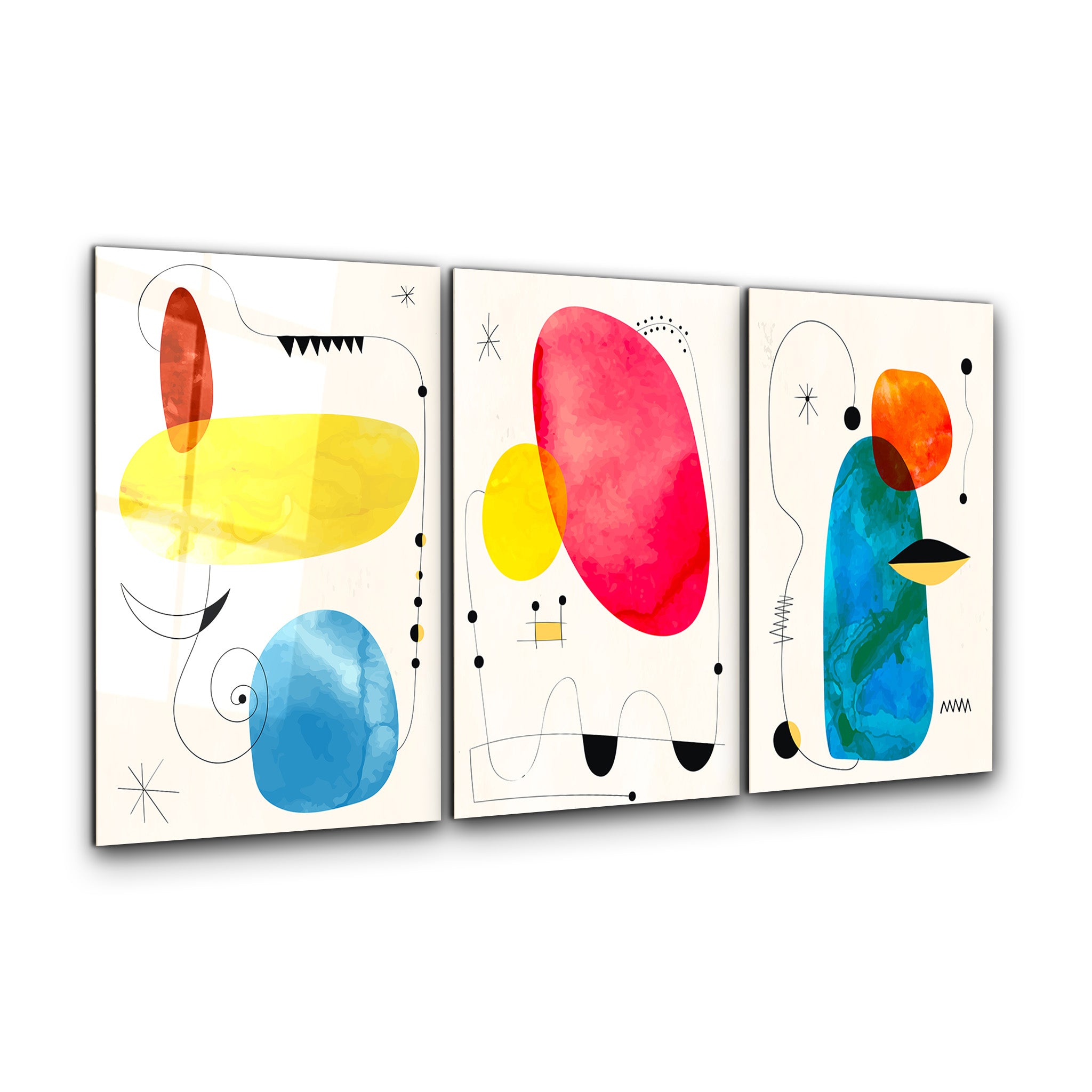 ・"Modern Abstract - Trio"・Glass Wall Art