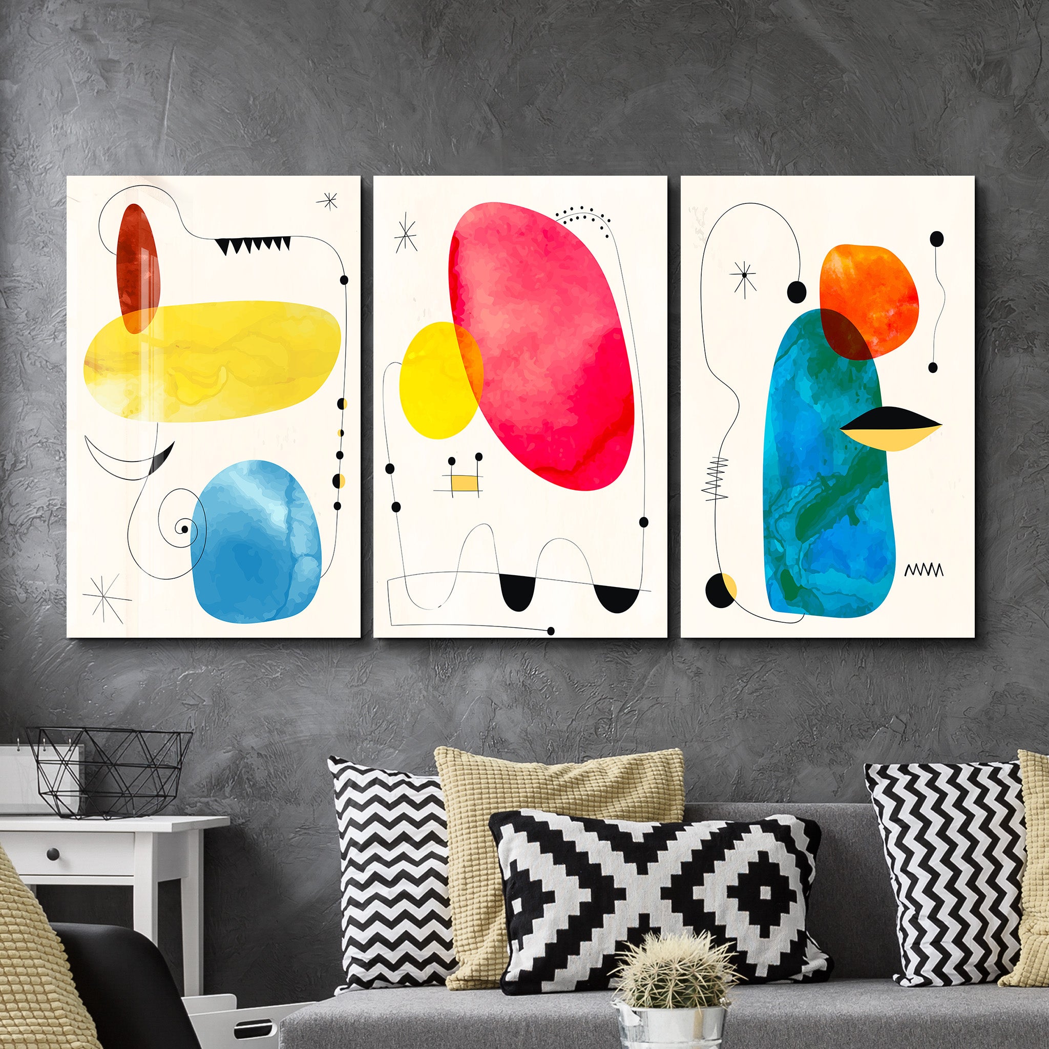 ・"Abstrait moderne - Trio"・Art mural en verre