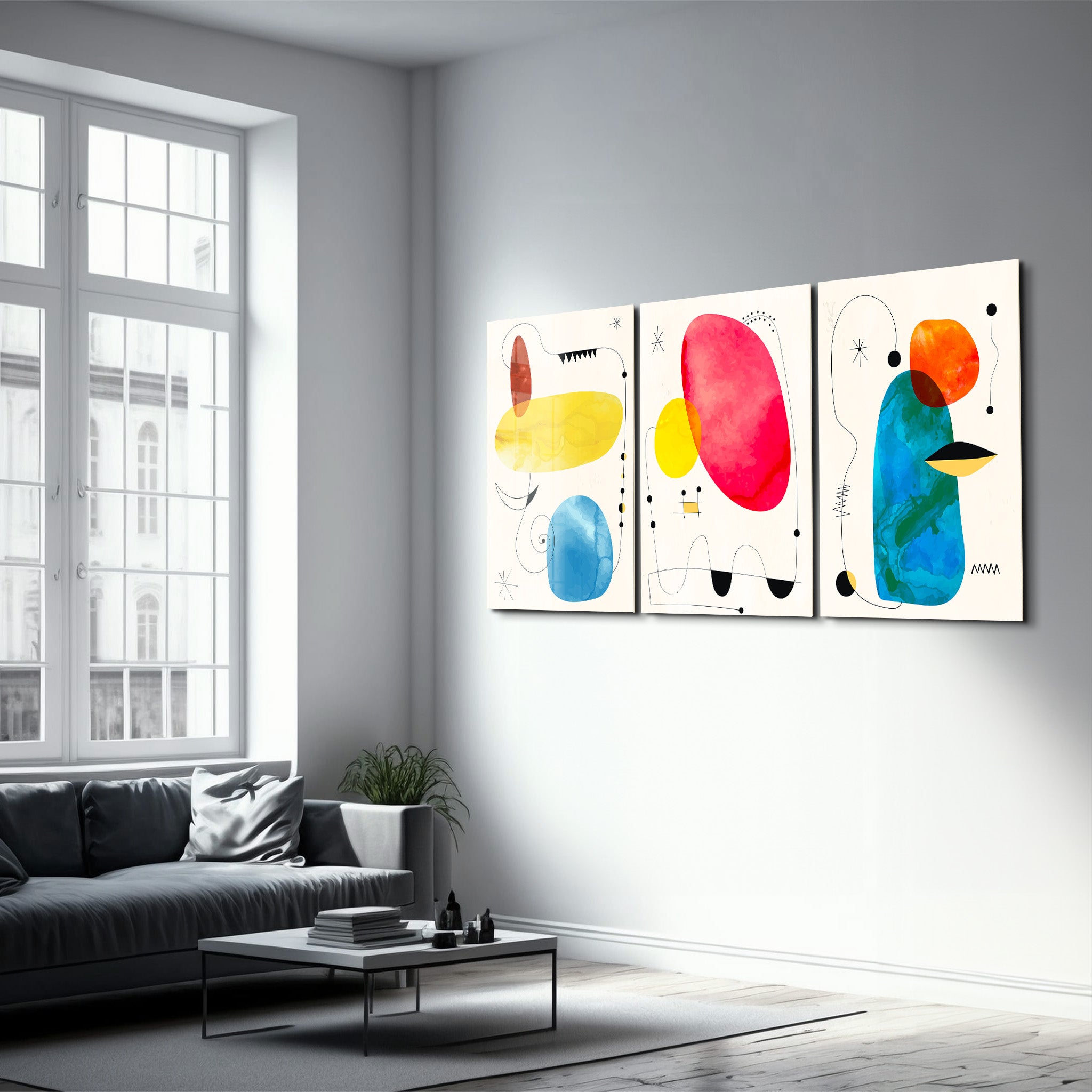 ・"Abstrait moderne - Trio"・Art mural en verre