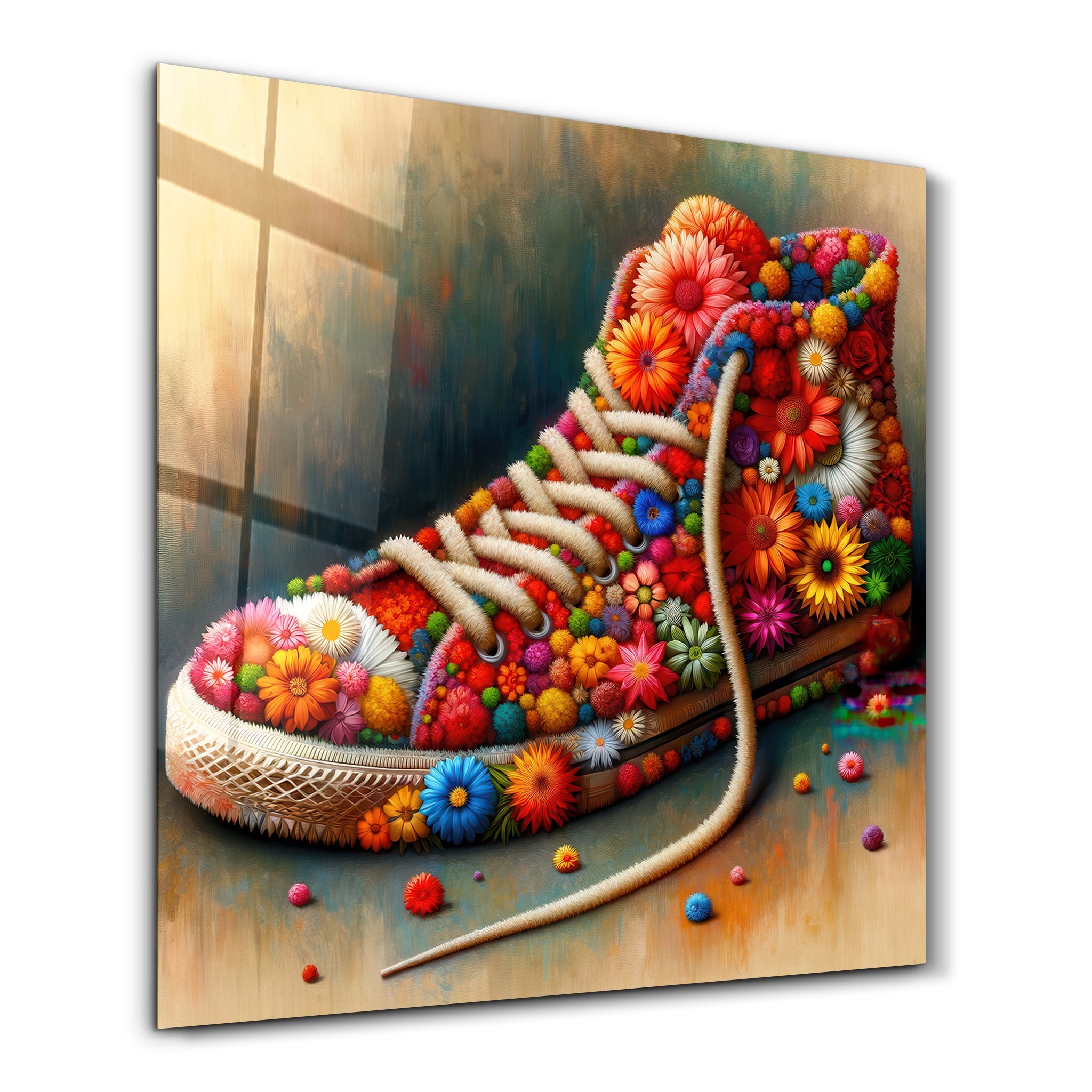 Blumen-Sneaker | <tc>Glasbild</tc>