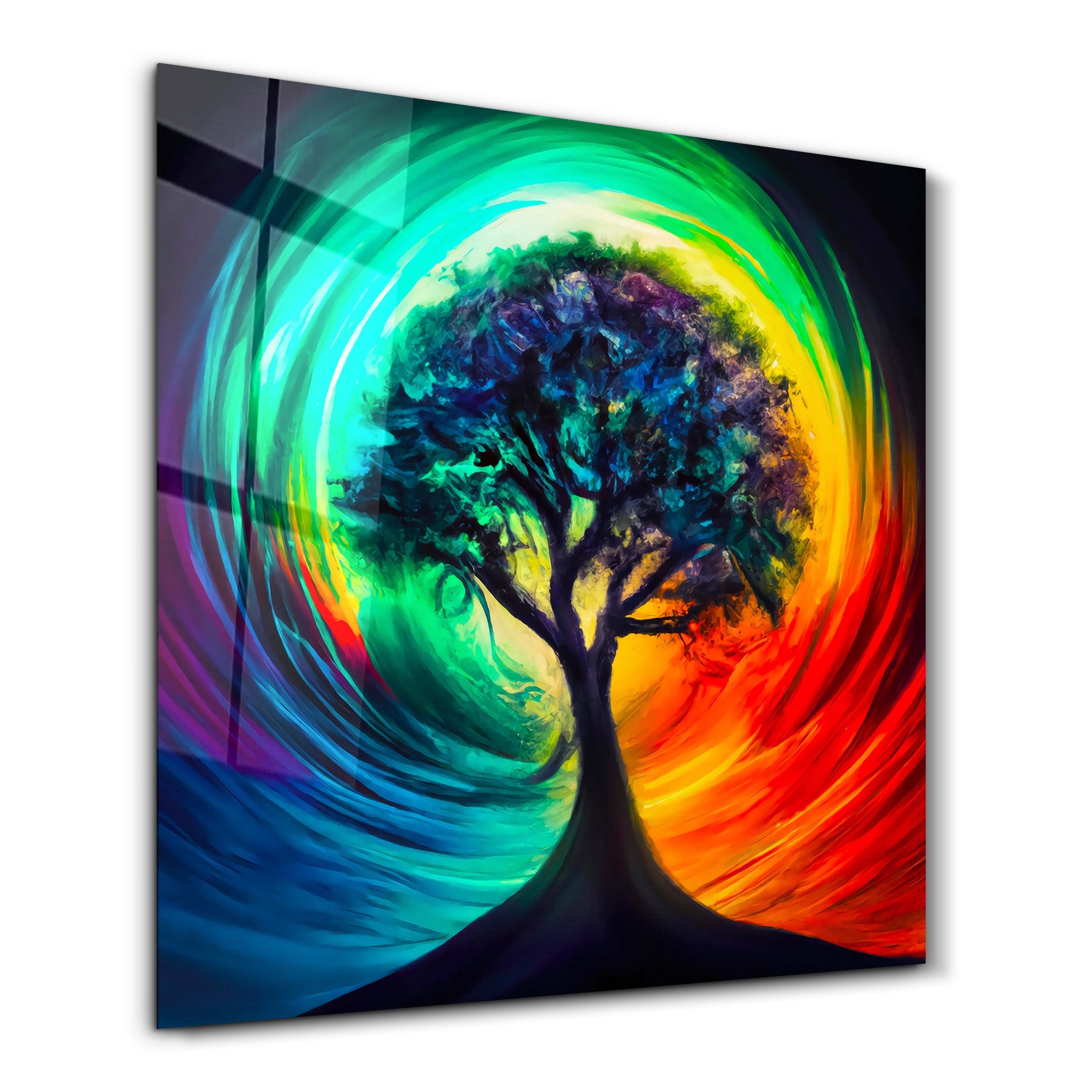 Peinture à l’huile arbre de vie | Art mural en verre