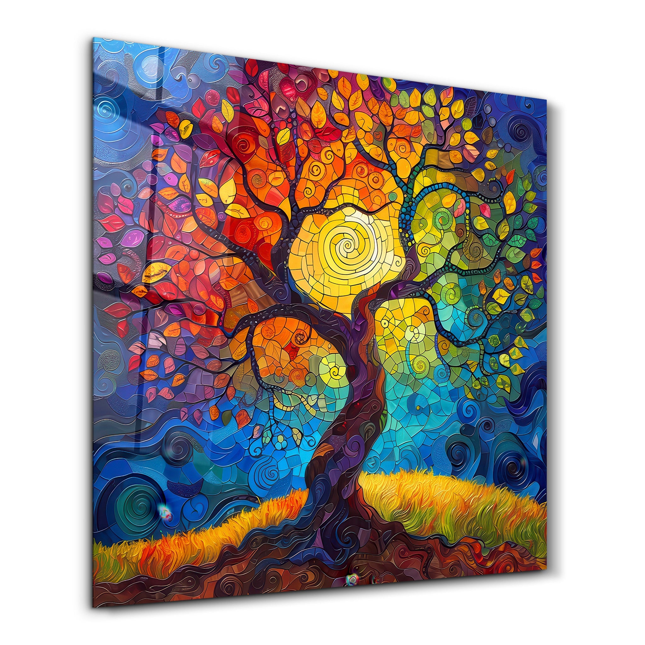 Style mosaïque arbre de vie | Art mural en verre