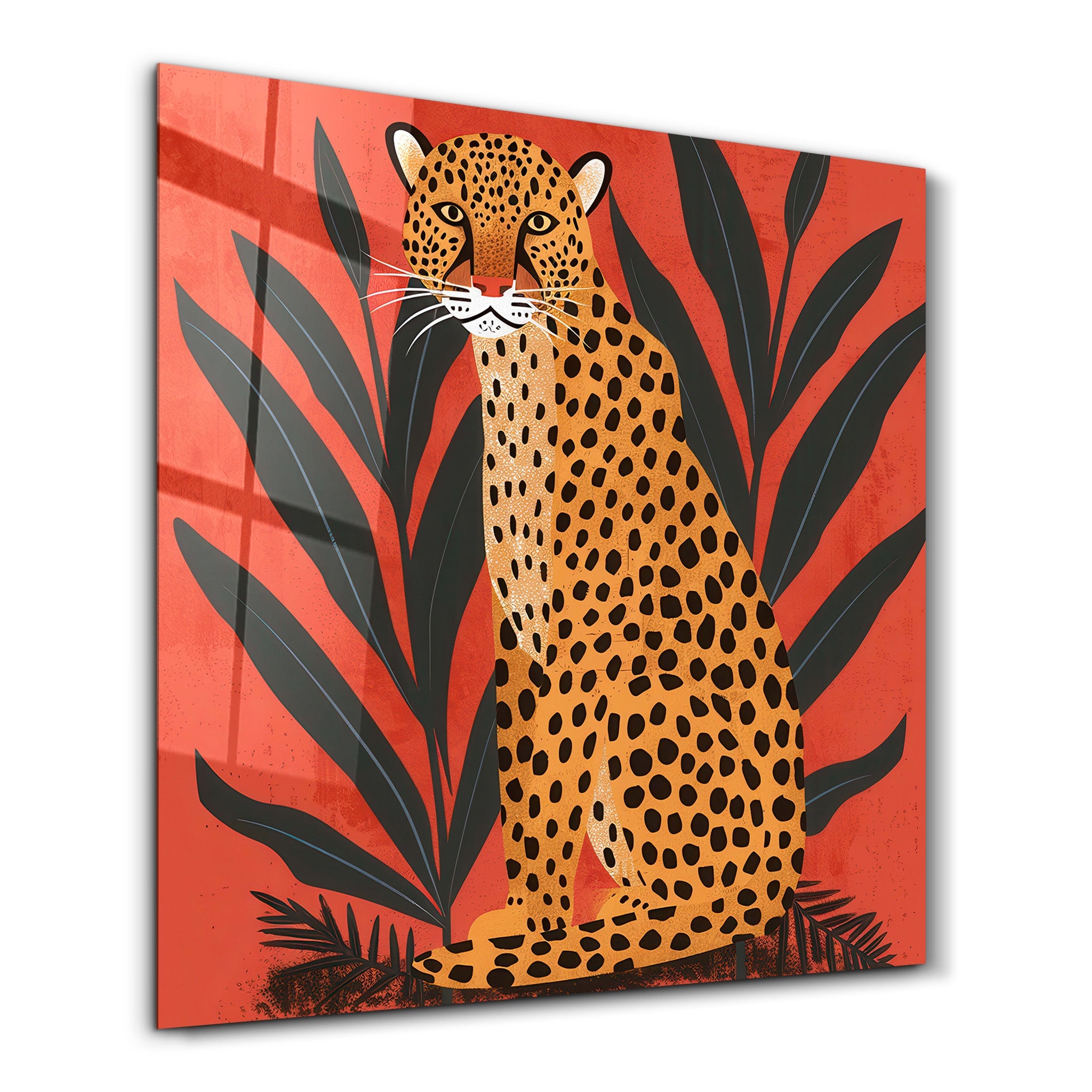 Leopard Retro | Glass Wall Art