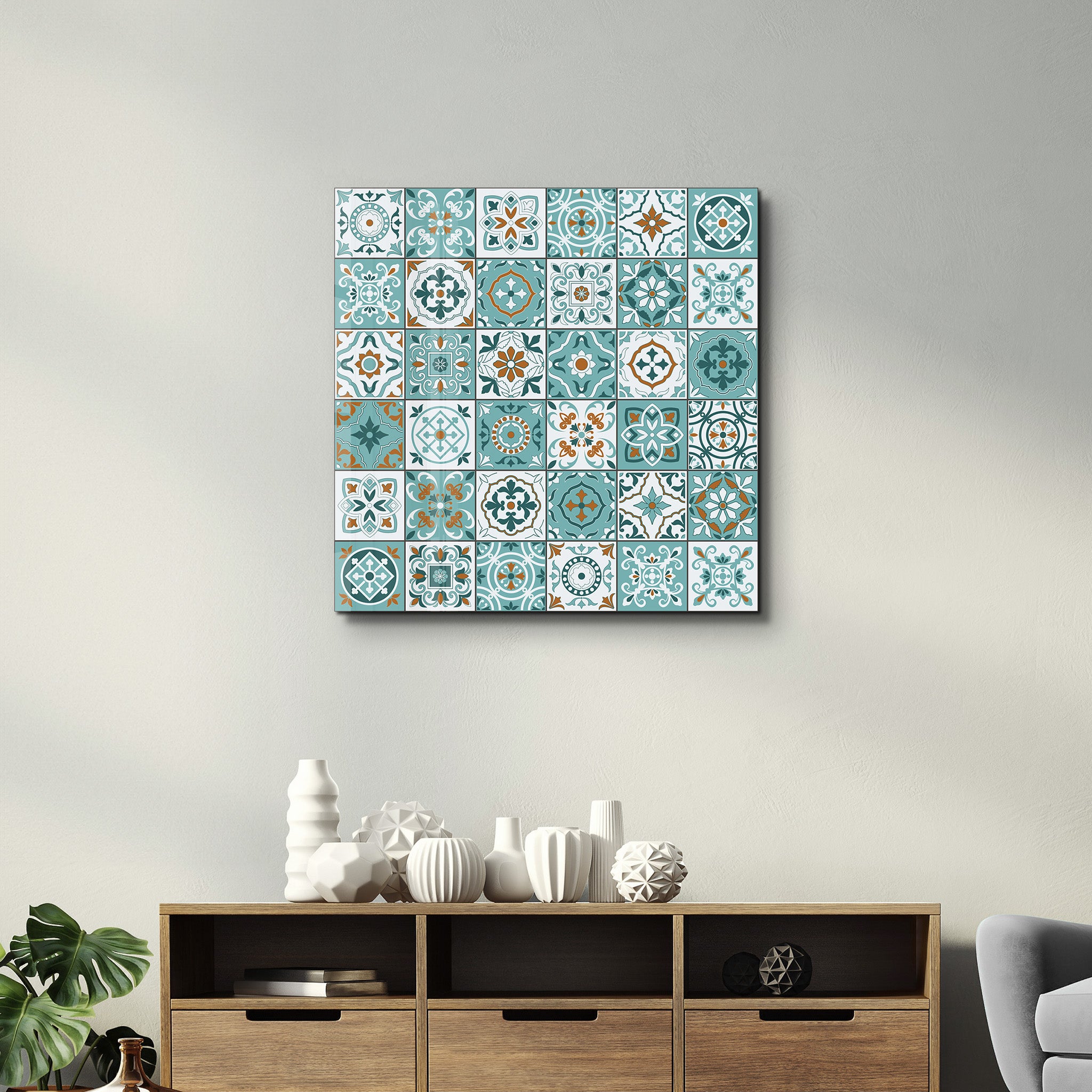 Turquoise Italian Ceramic Tiles Collection | Glass Wall Art