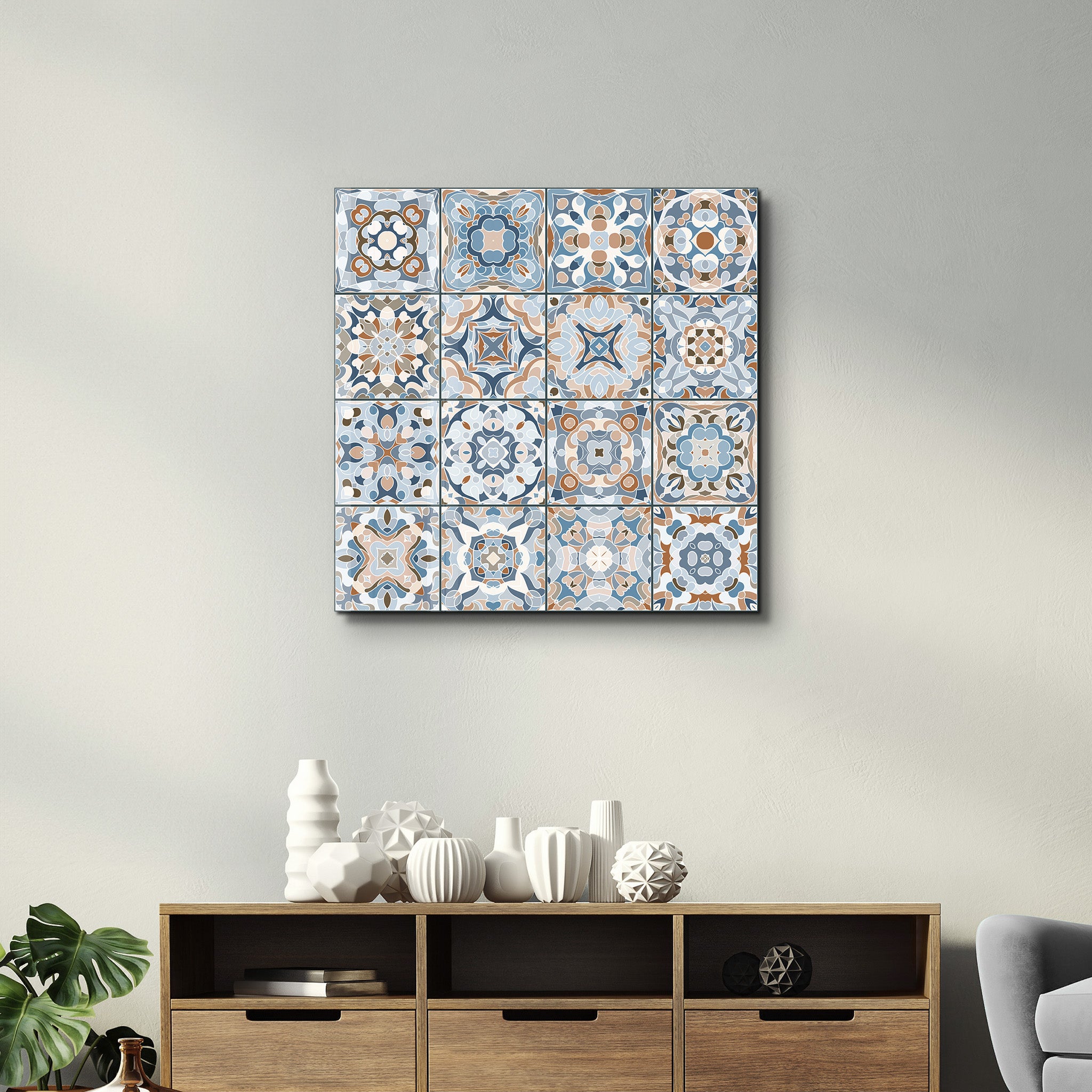 Collection de carreaux de céramique italiens bleu clair | Art mural en verre