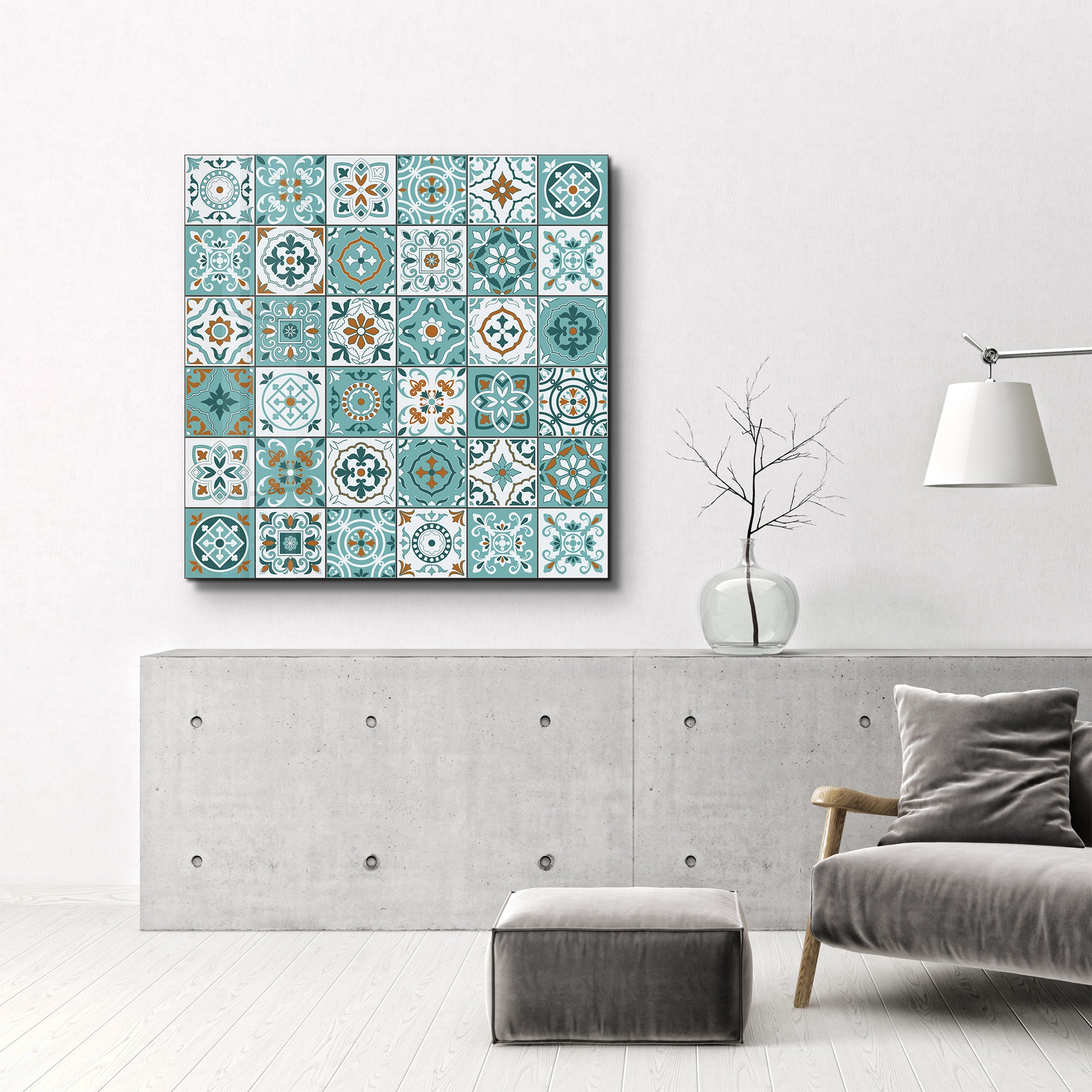 Collection de carreaux de céramique italiens turquoise | Art mural en verre