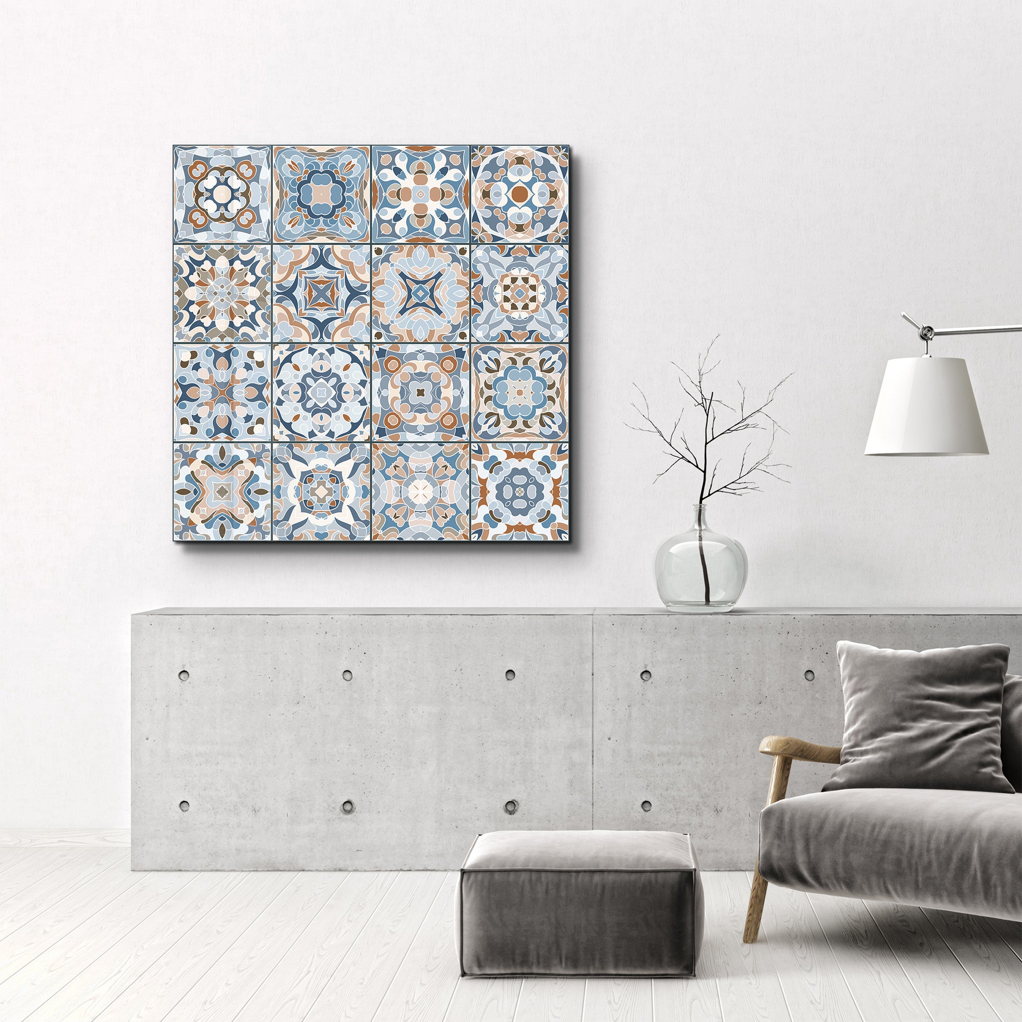 Collection de carreaux de céramique italiens bleu clair | Art mural en verre