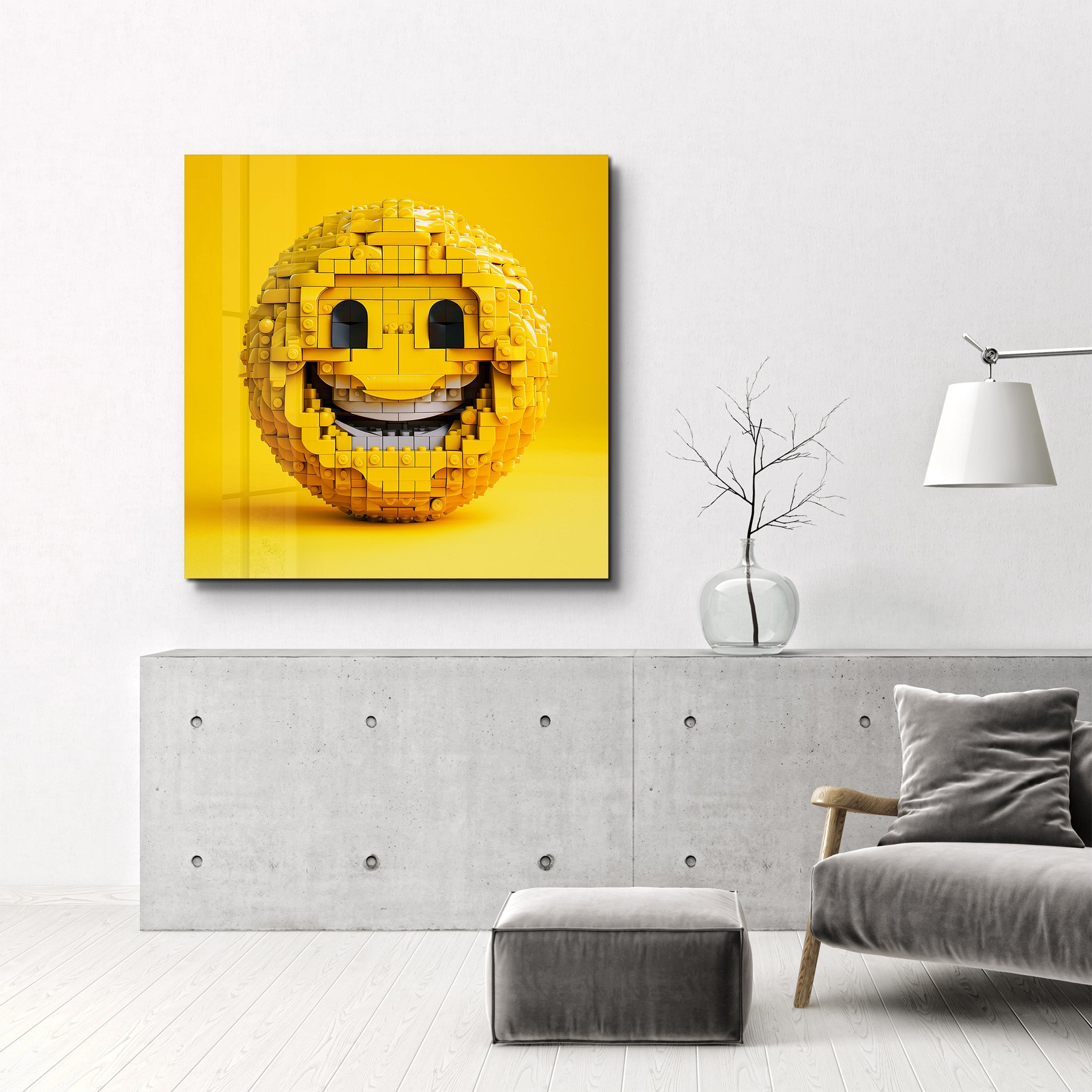 Visage souriant Lego | Art mural en verre