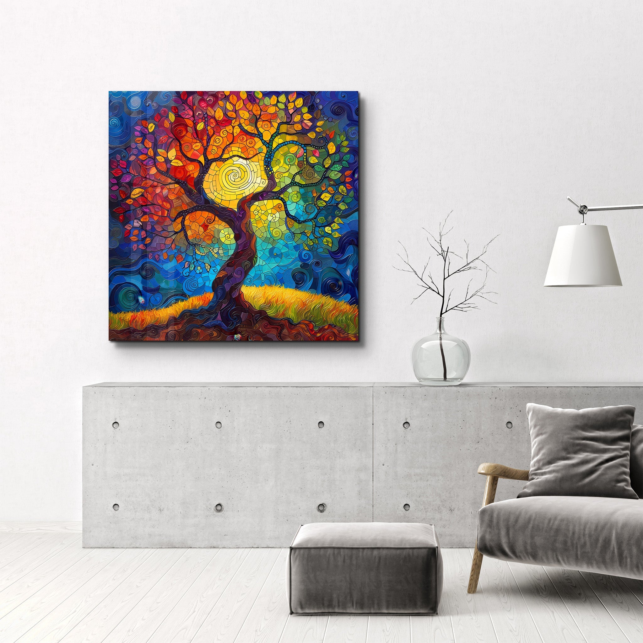 Style mosaïque arbre de vie | Art mural en verre