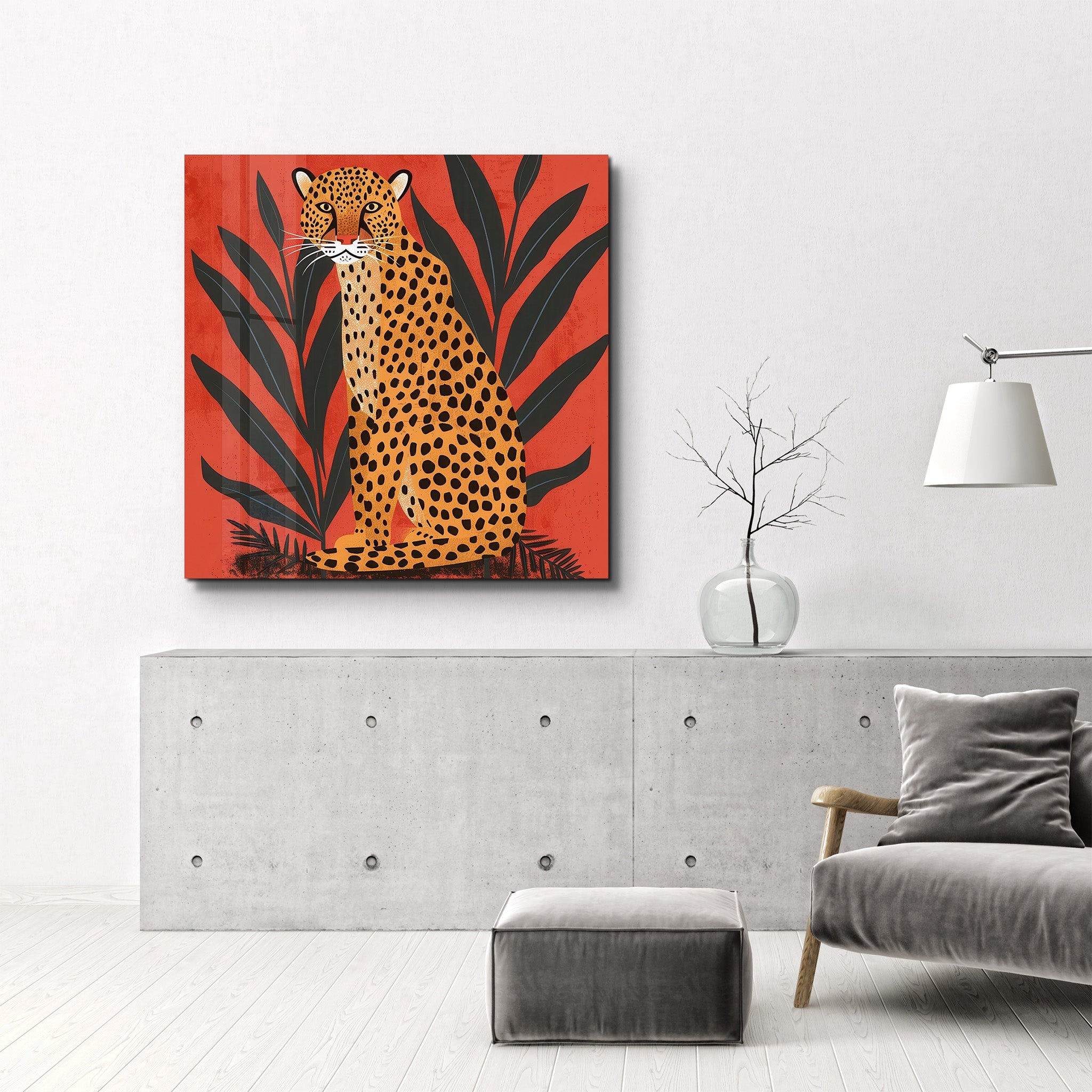 Leopard Retro | Glass Wall Art