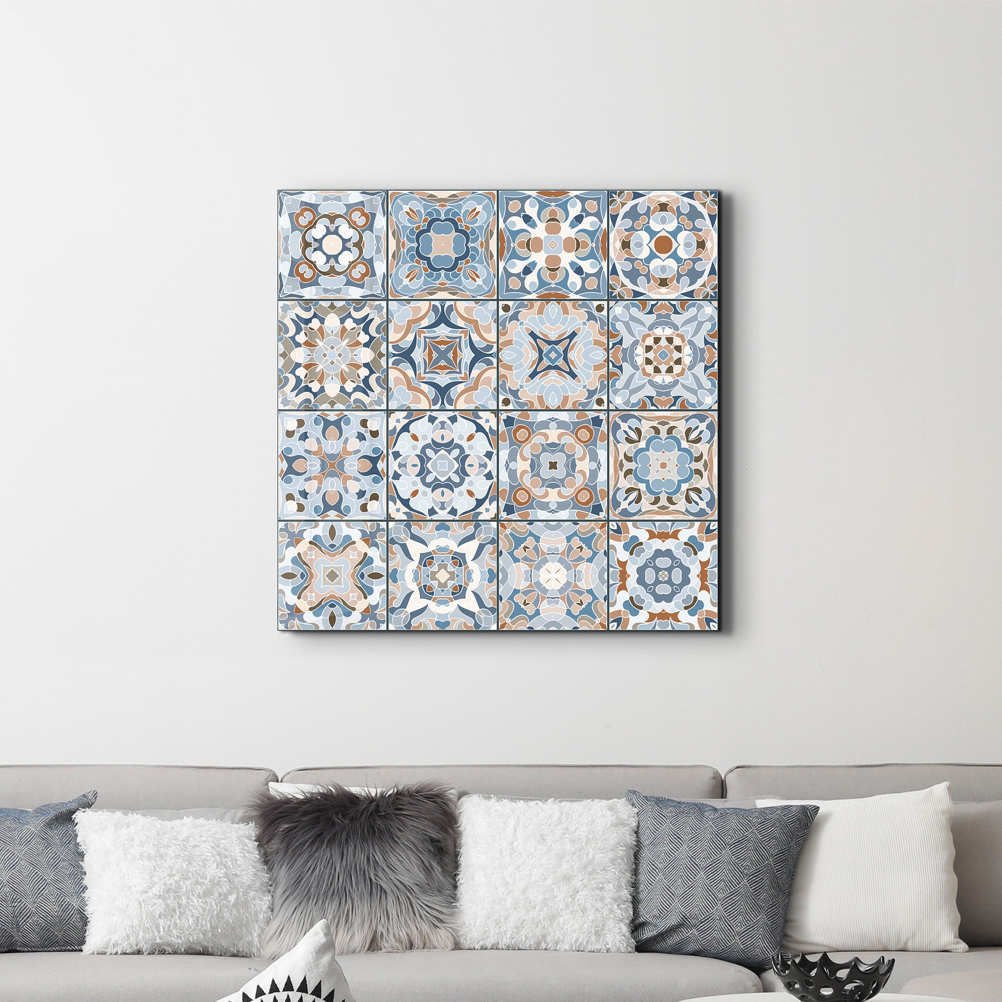 Collection de carreaux de céramique italiens bleu clair | Art mural en verre