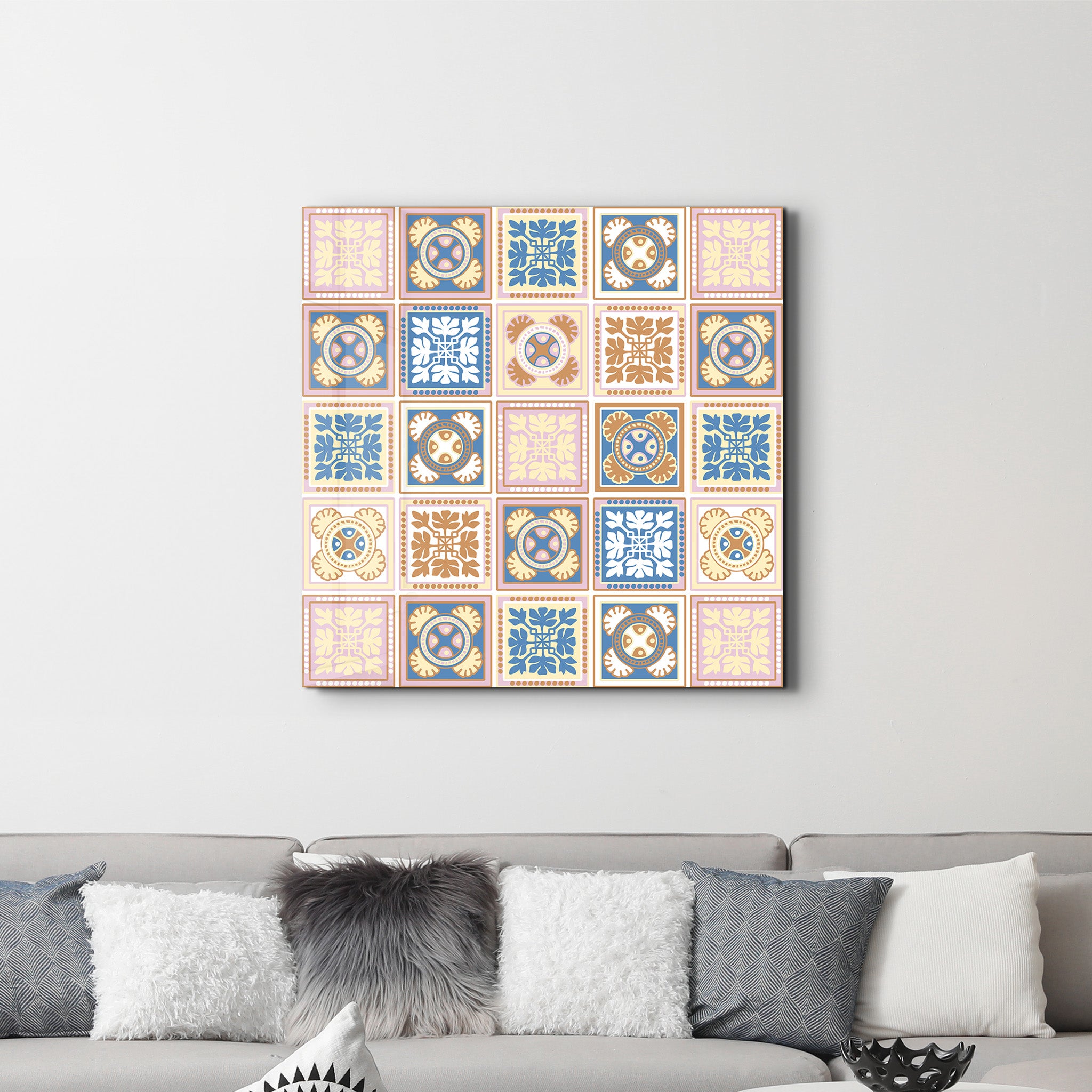 Powder-Pink Italian Ceramic Tiles Collection | Glass Wall Art