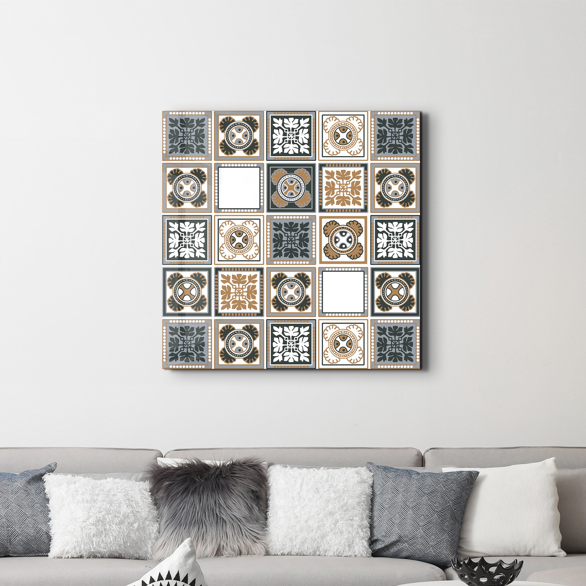 Light-Brown Italian Ceramic Tiles Collection | Glass Wall Art