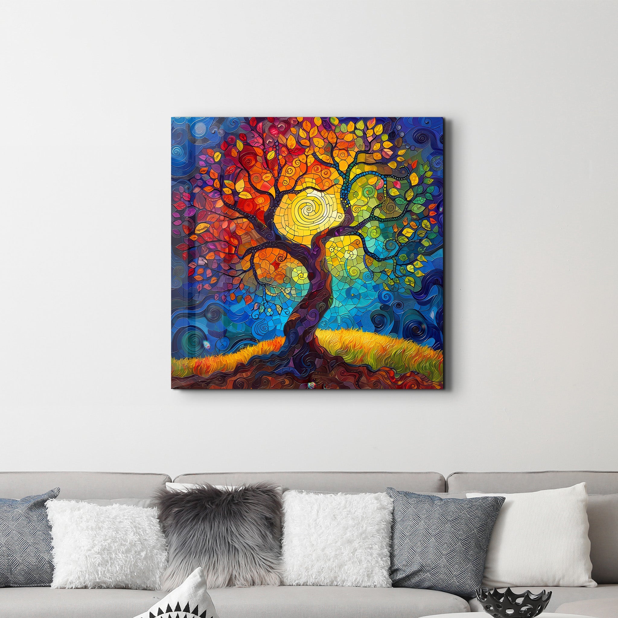 Style mosaïque arbre de vie | Art mural en verre