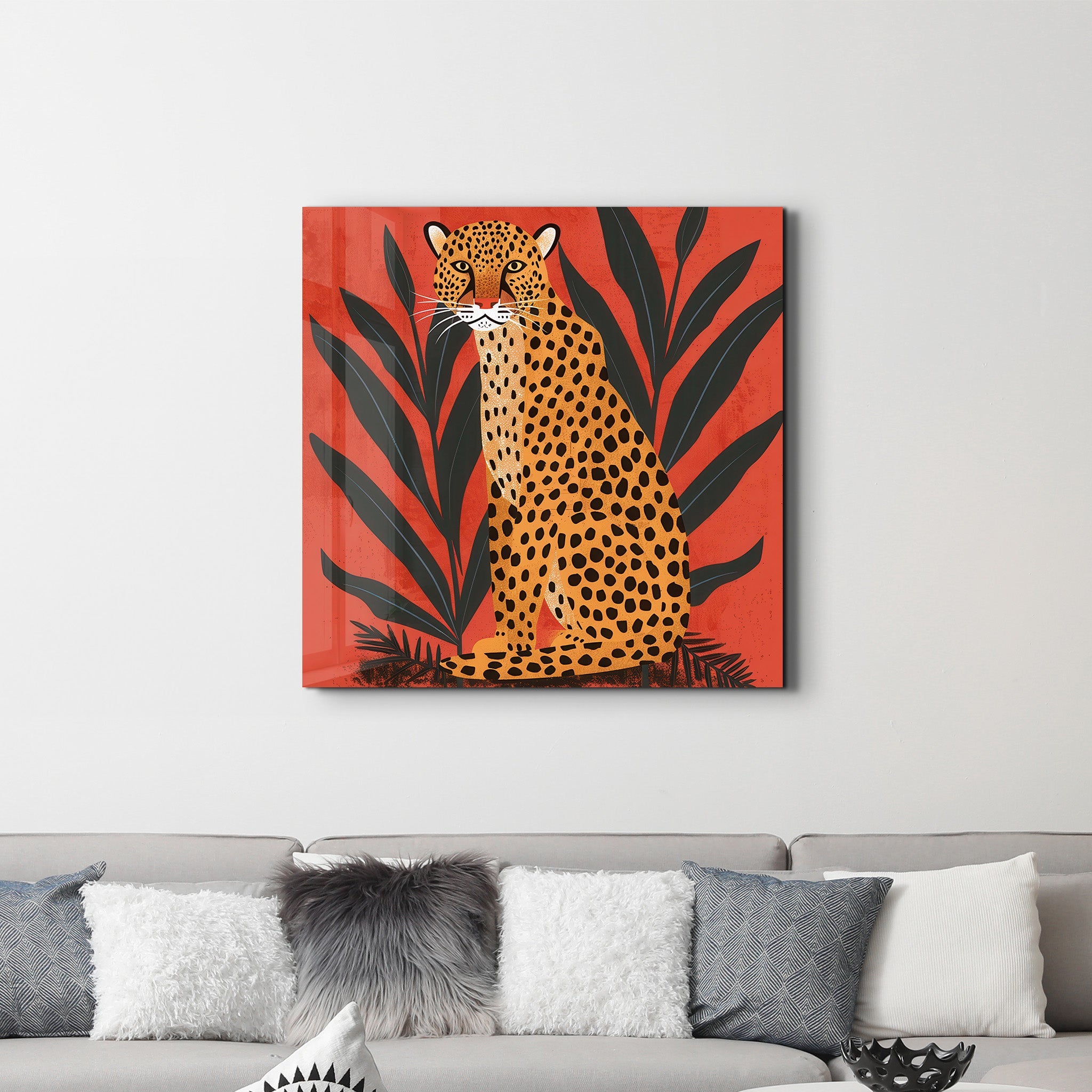 Leopard Retro | Glass Wall Art