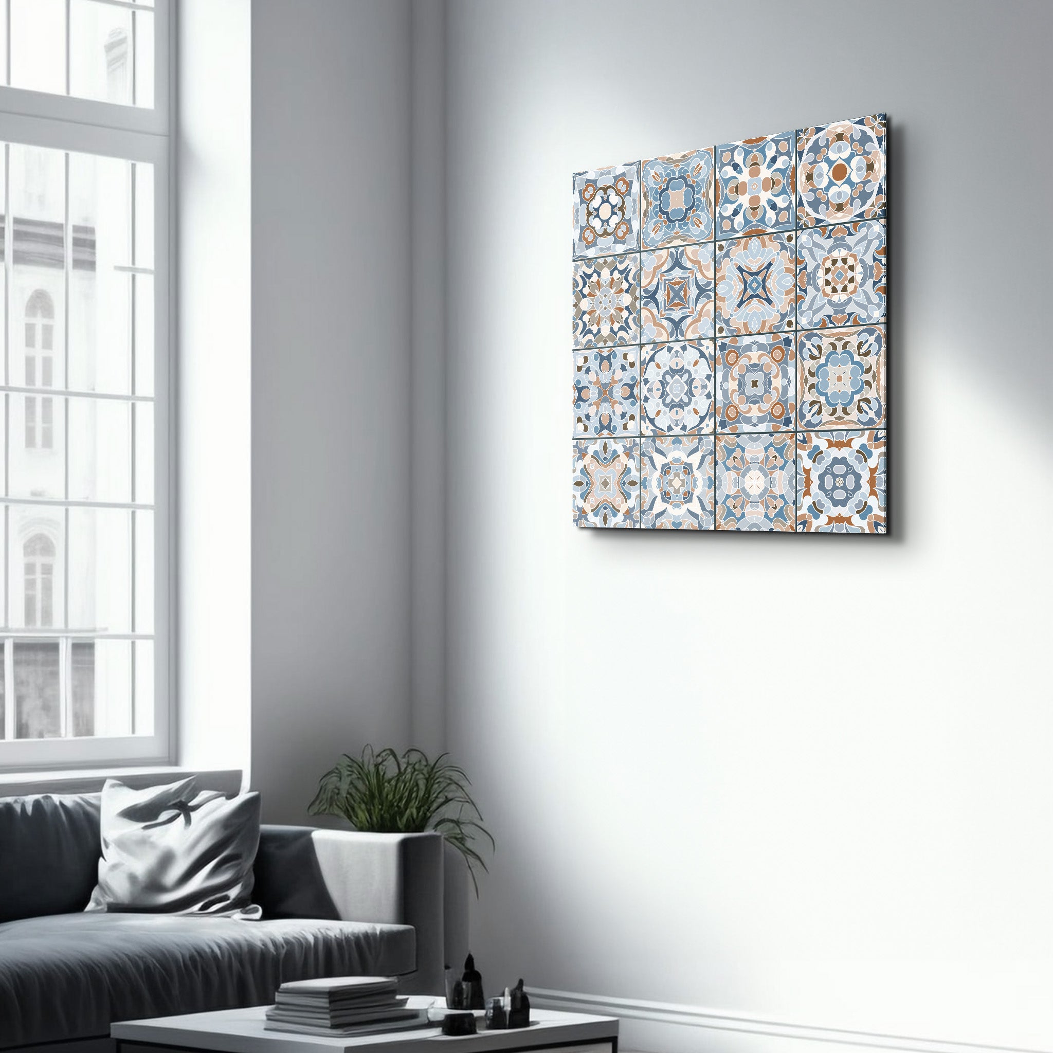 Collection de carreaux de céramique italiens bleu clair | Art mural en verre