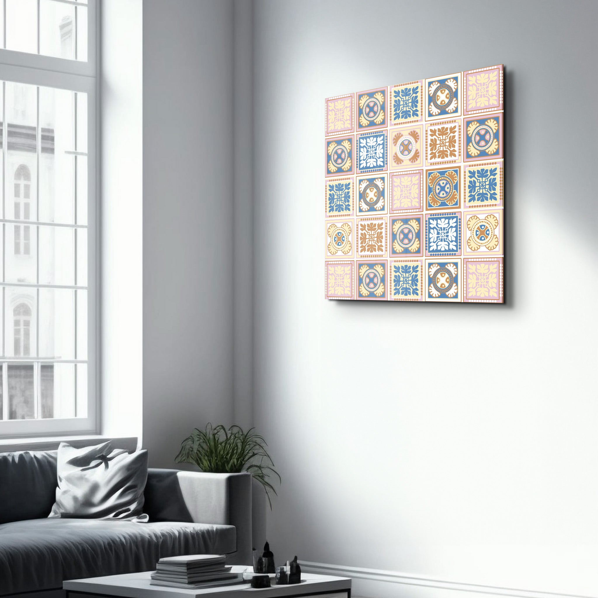 Powder-Pink Italian Ceramic Tiles Collection | Glass Wall Art