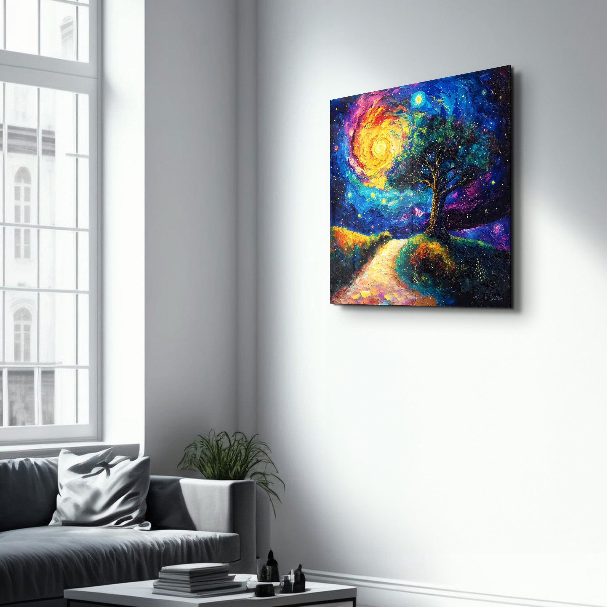 Tree of Life Van Gogh Style | Glass Wall Art