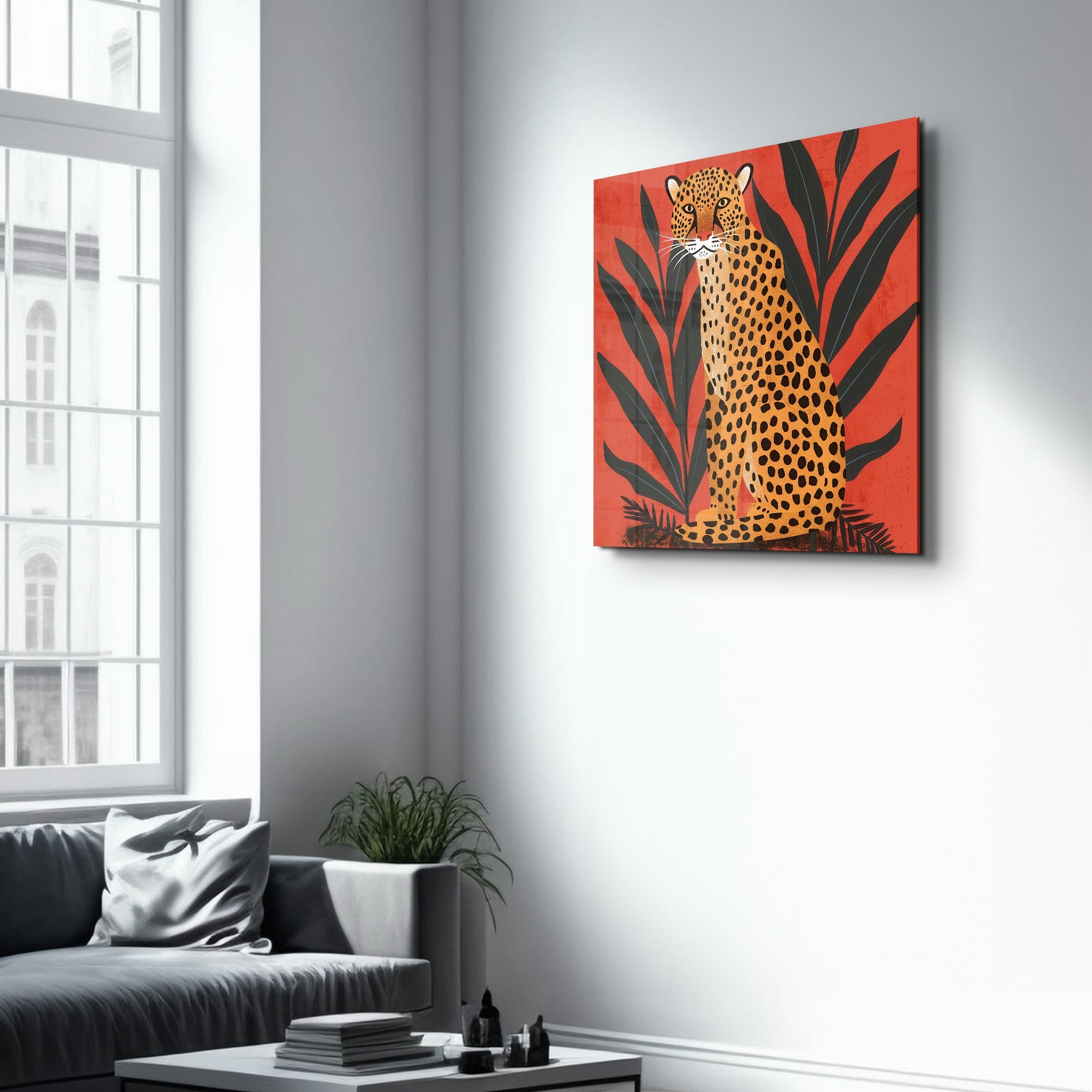 Leopard Retro | Glass Wall Art