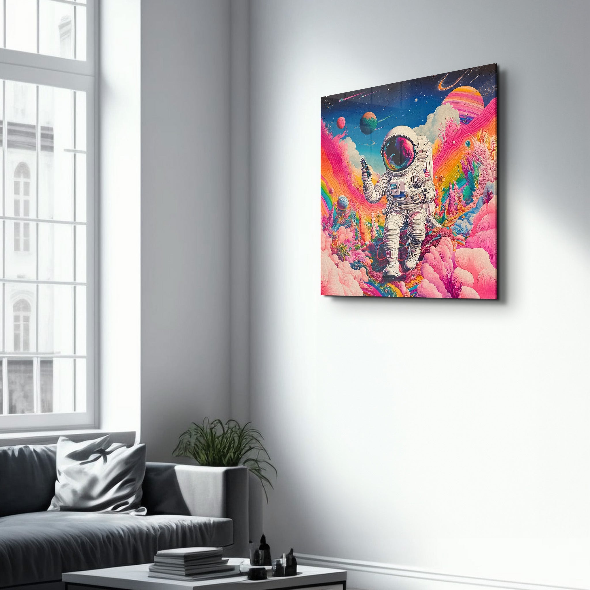 Floating in a Psychedelic Dreamscape | Glass Wall Art