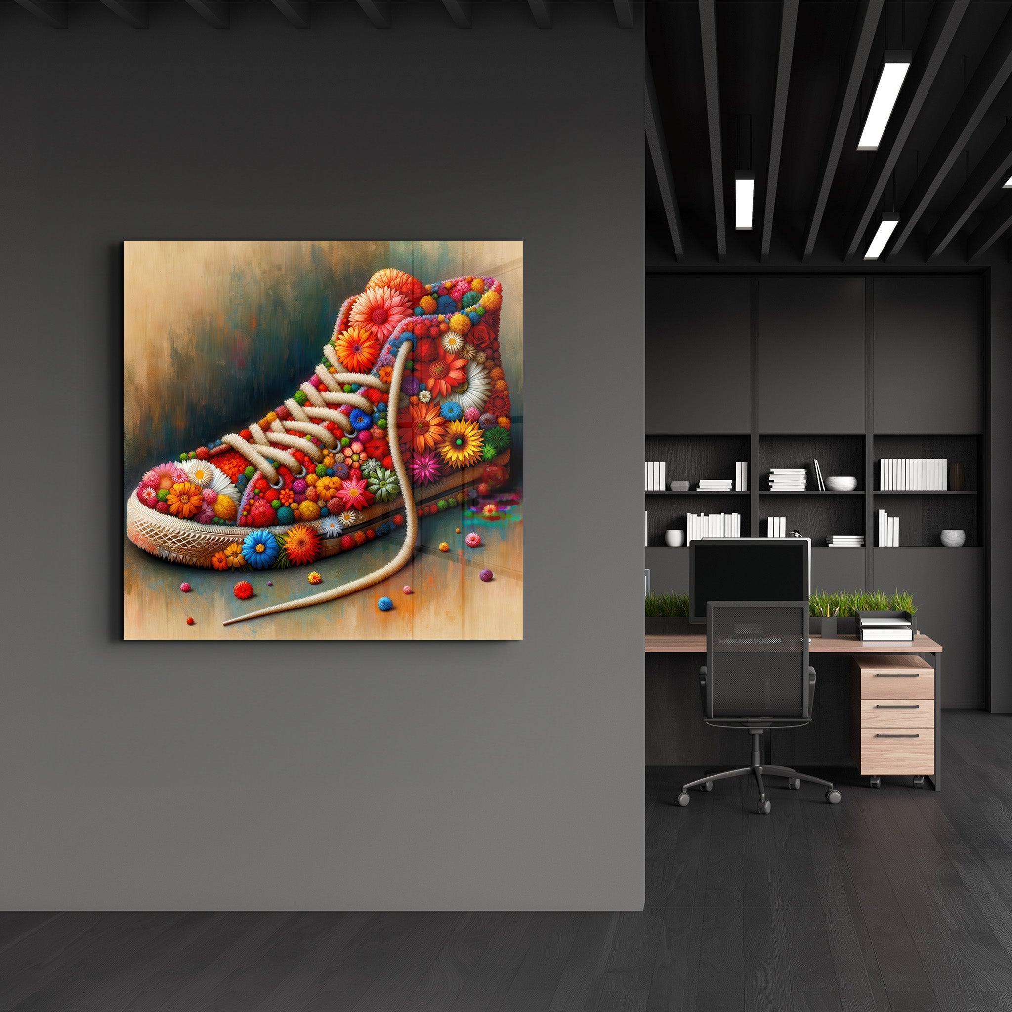 Blumen-Sneaker | <tc>Glasbild</tc>