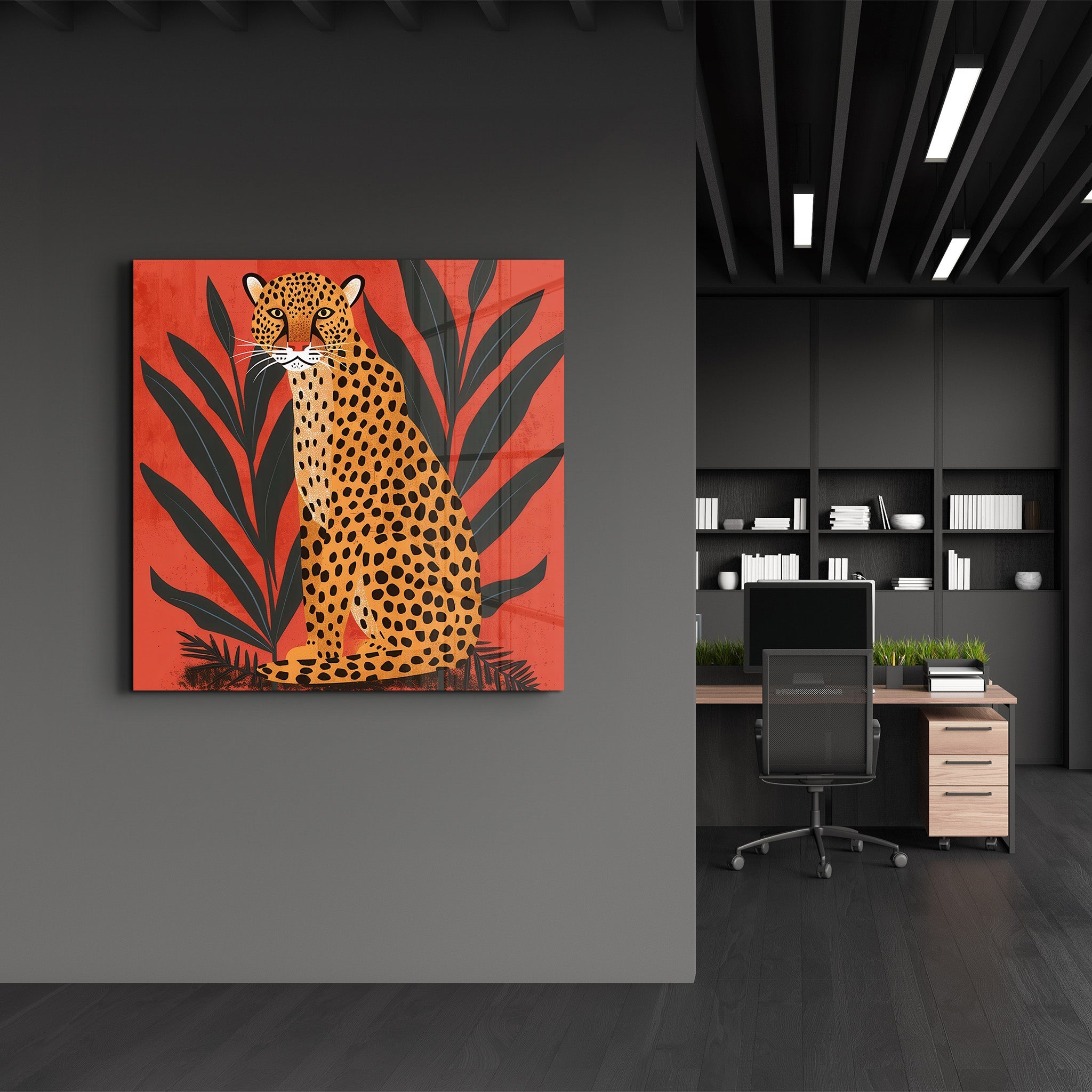 Leopard Retro | Glass Wall Art