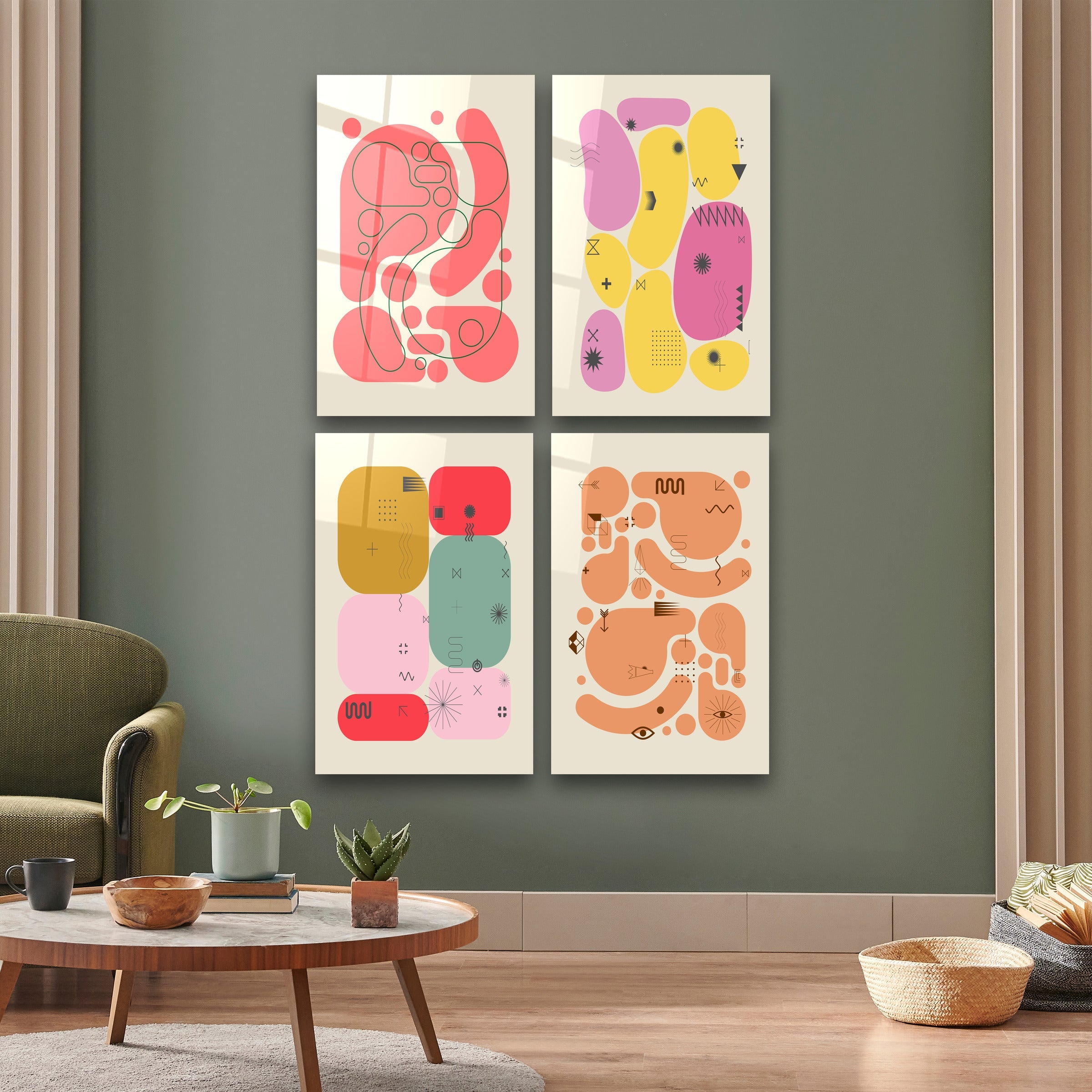 ."Abstract Quadro". Contemporary Gallery Collection Glass Wall Art
