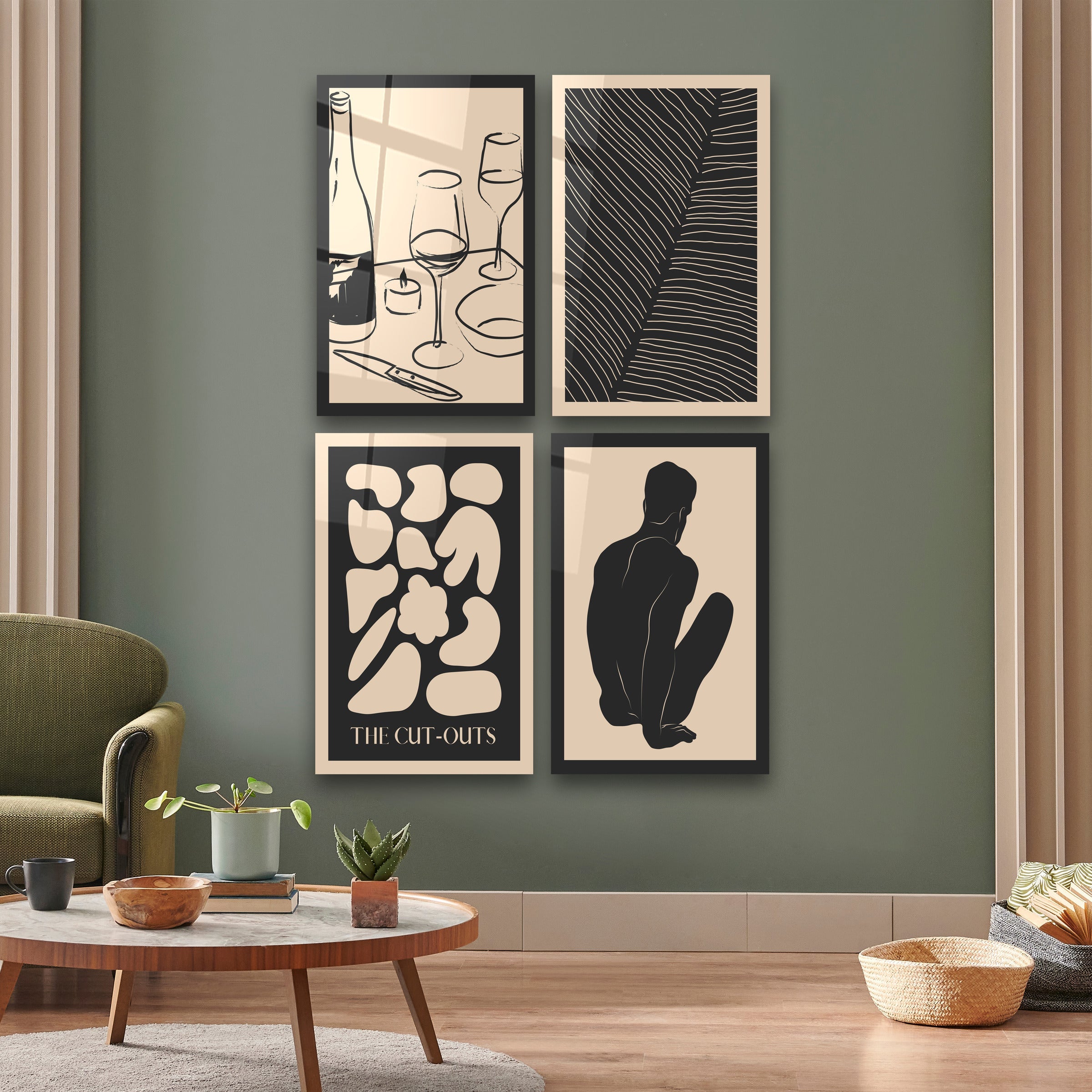 ."The Cut Outs Quadro v4". Contemporary Gallery Collection Glass Wall Art