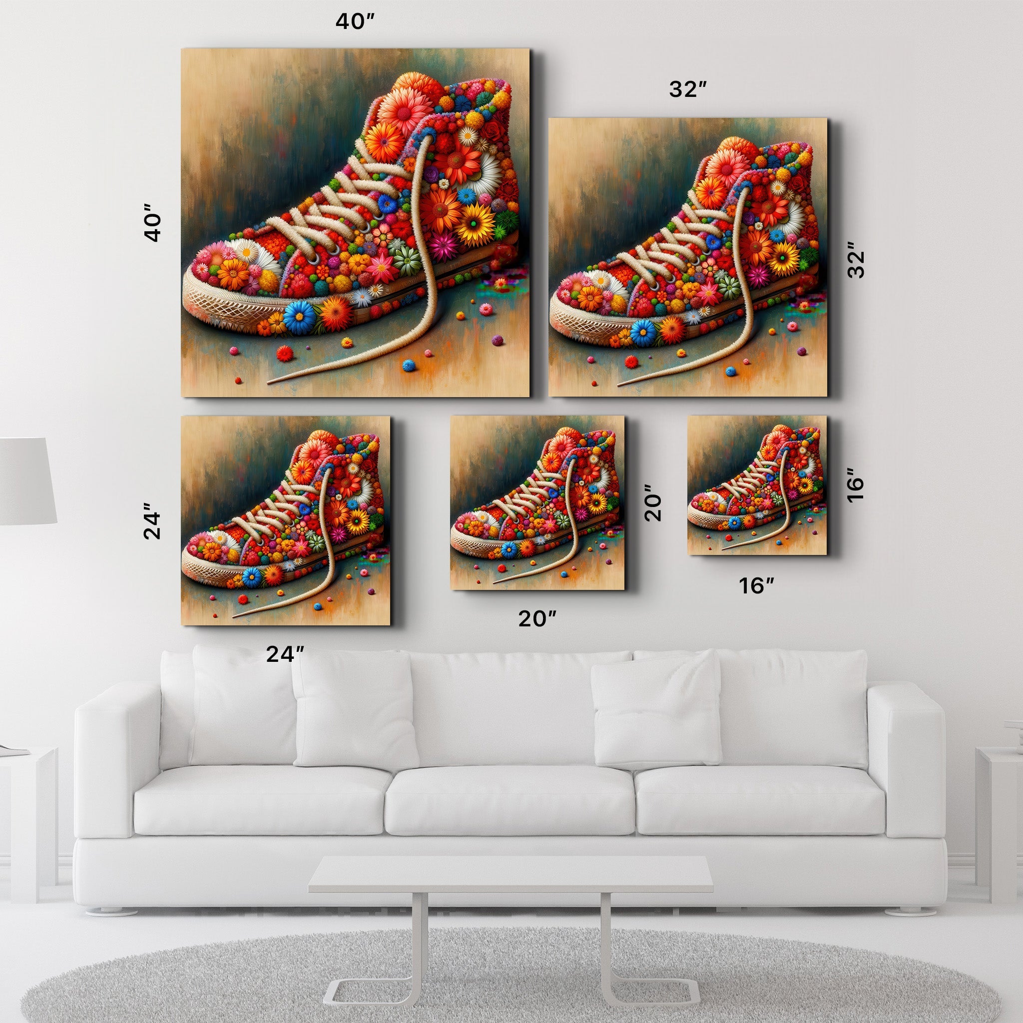 Blumen-Sneaker | <tc>Glasbild</tc>