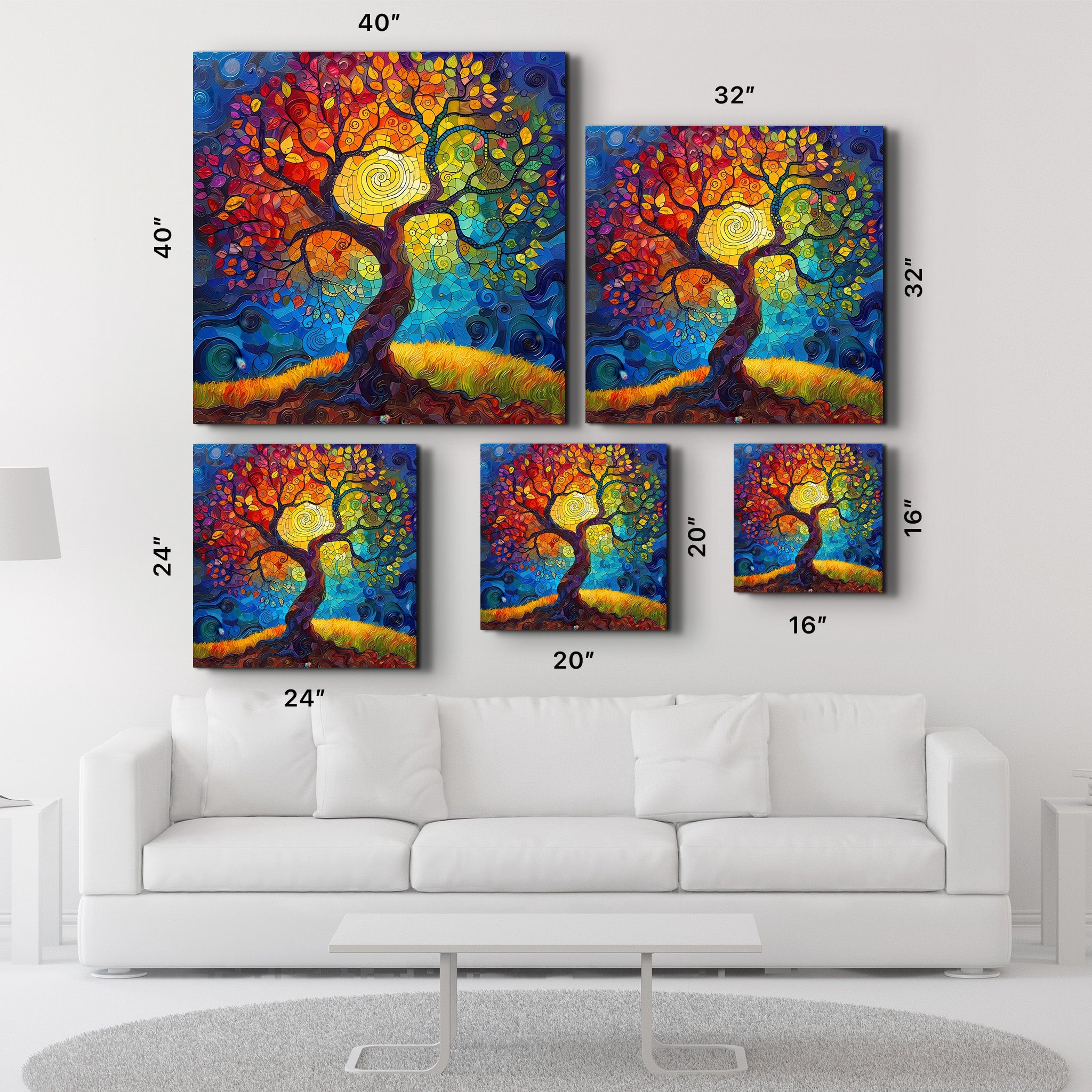 Style mosaïque arbre de vie | Art mural en verre