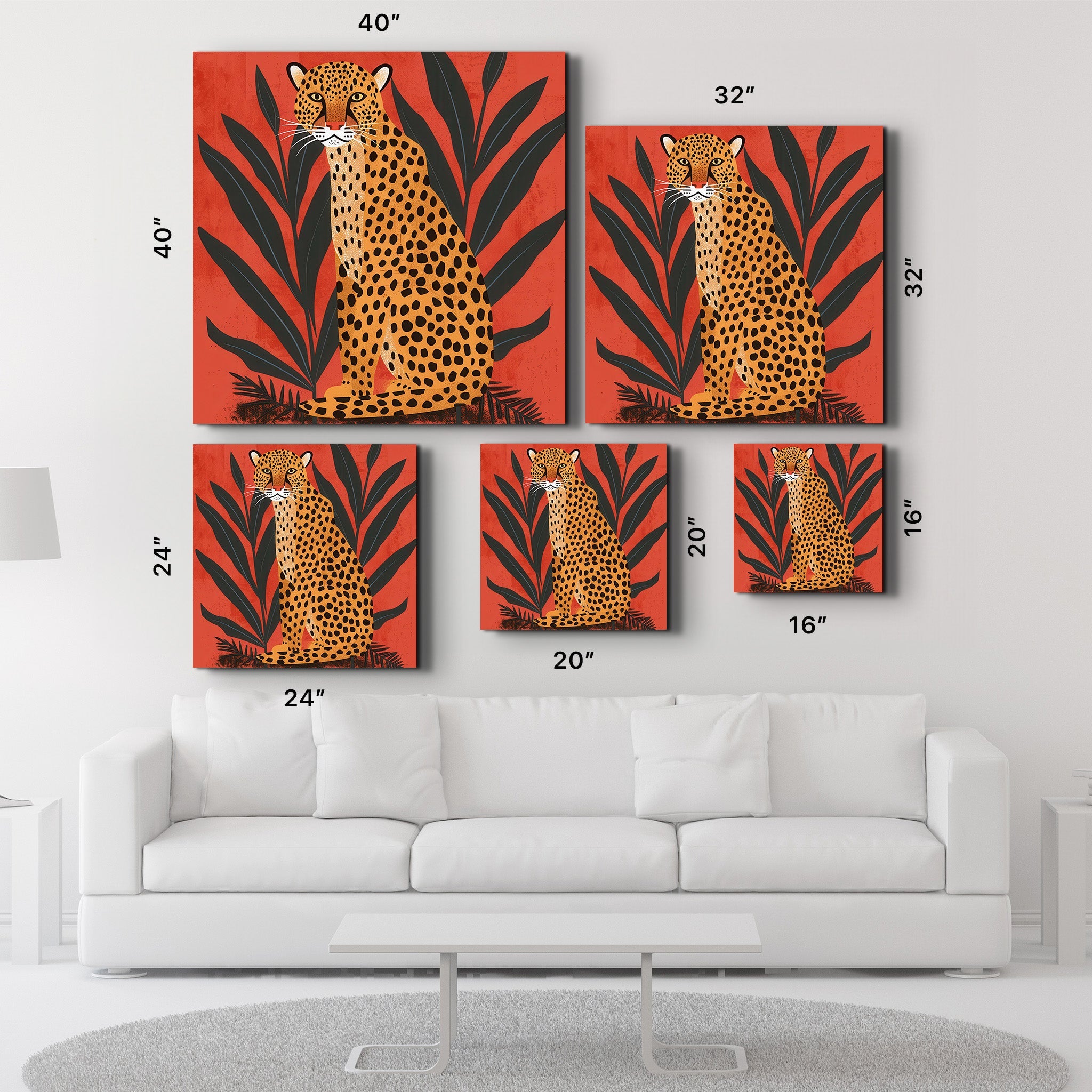 Leopard Retro | Glass Wall Art